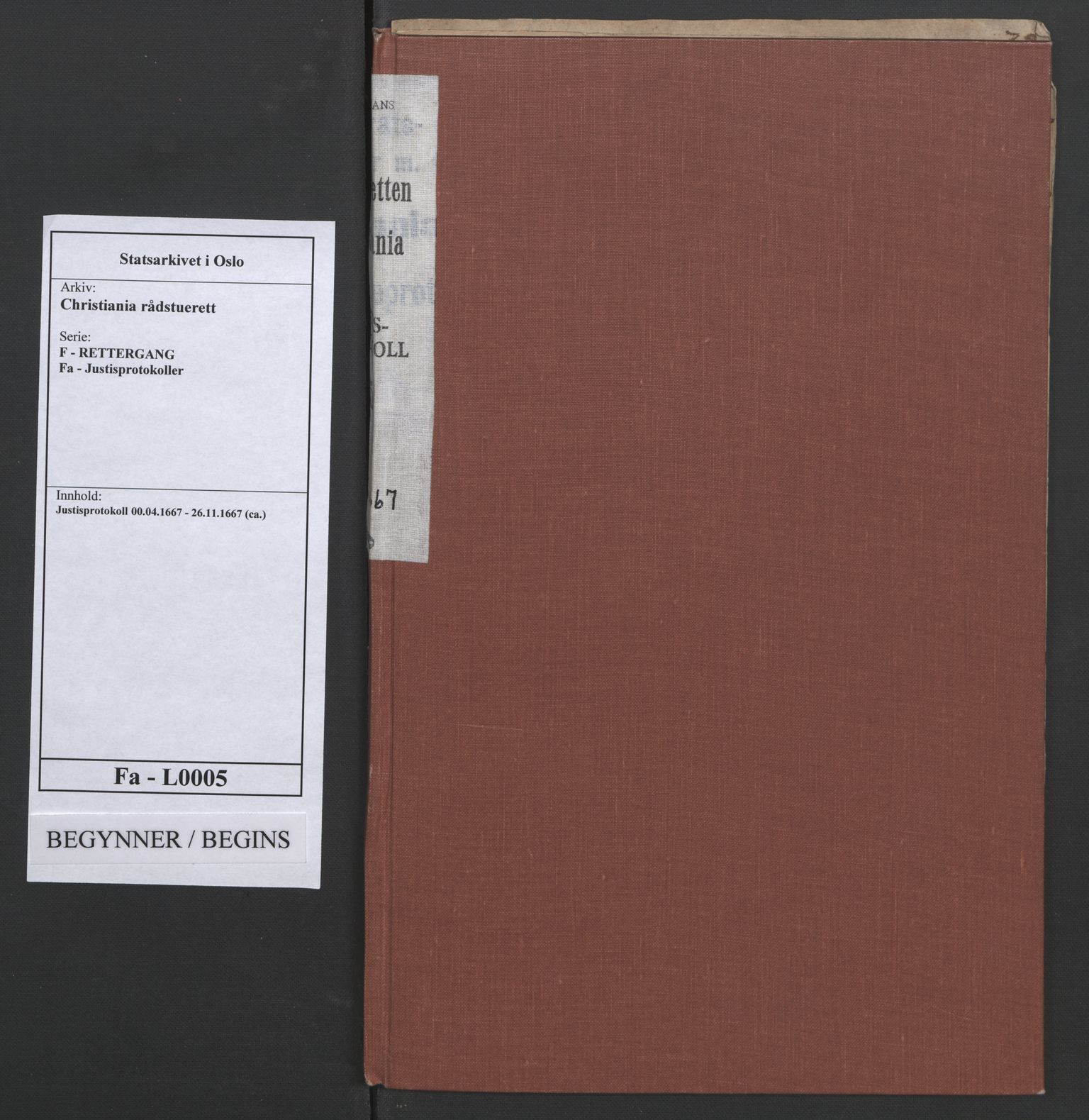 Christiania rådstuerett, AV/SAO-A-11132/F/Fa/L0005: Justisprotokoll, 1667
