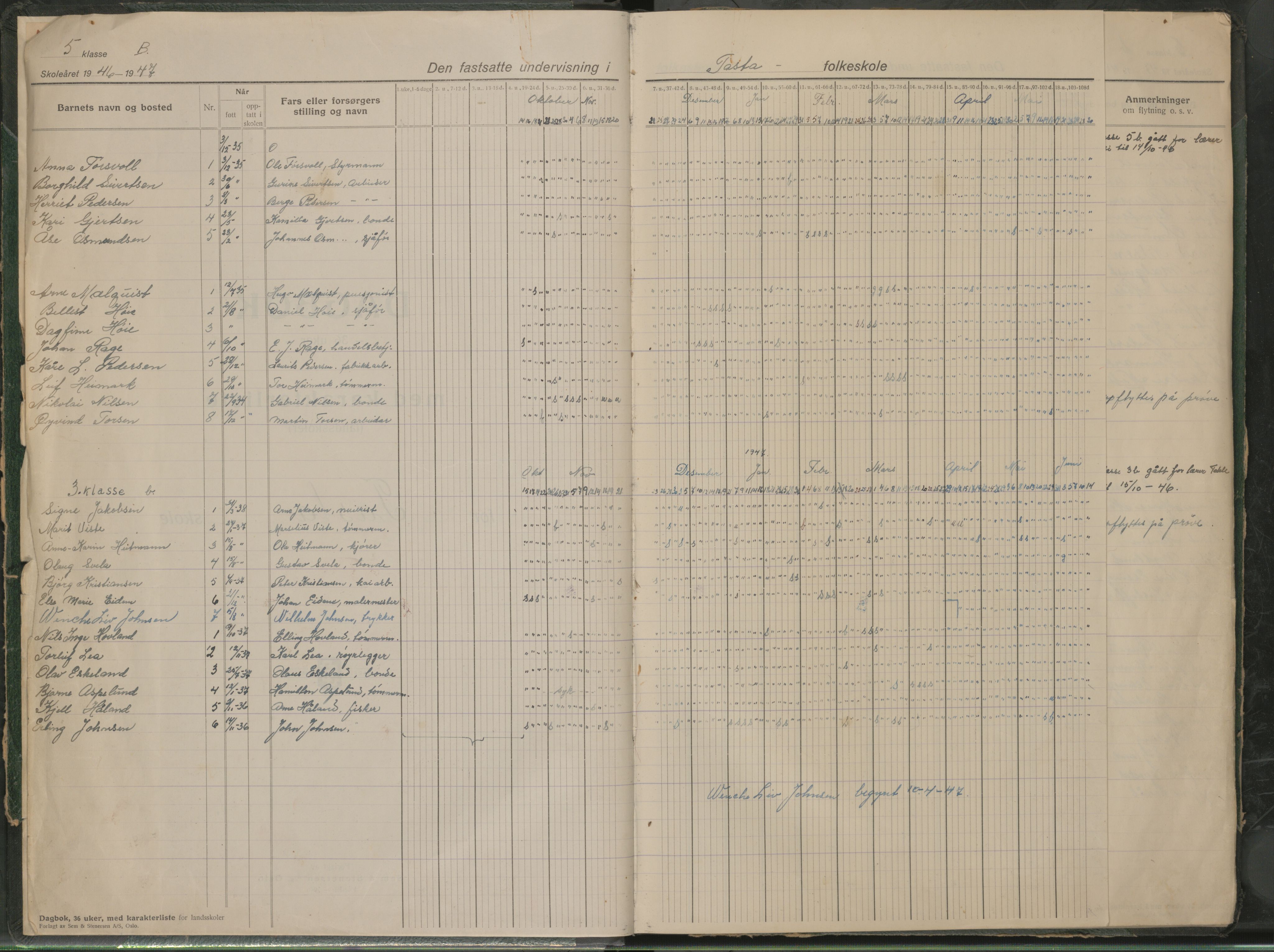 Hetland kommune. Tasta skole, BYST/A-0146/G/Ga/L0011: Dagbok, 1946-1959