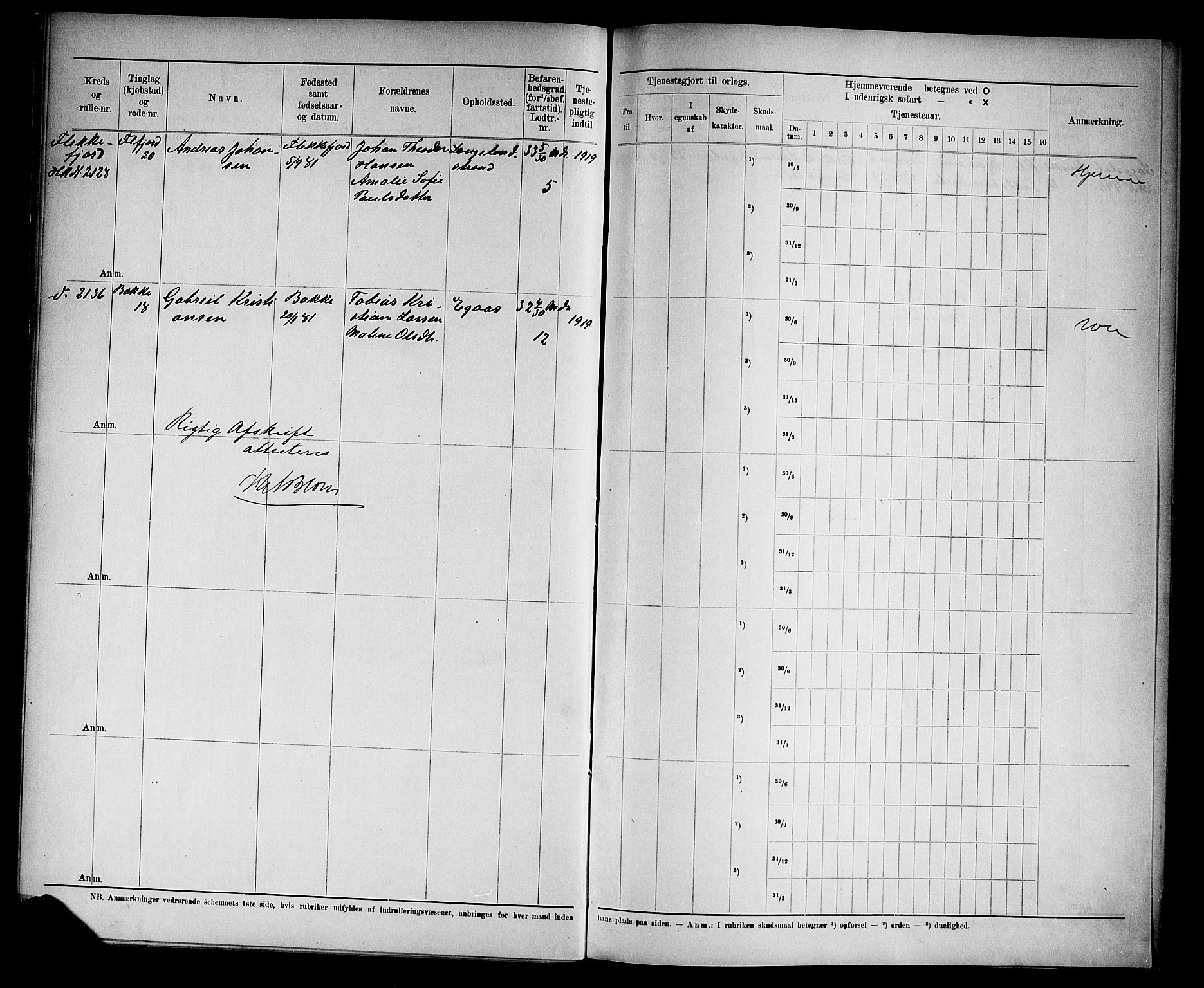 Kristiansand mønstringskrets, SAK/2031-0015/F/Fd/L0005: Rulle sjøvernepliktige, C-5, 1903, s. 14