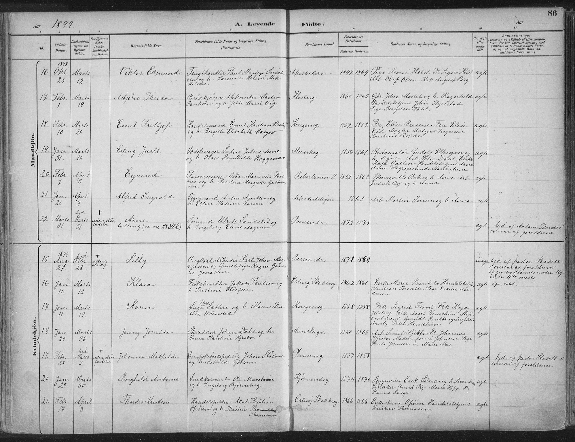 Ministerialprotokoller, klokkerbøker og fødselsregistre - Sør-Trøndelag, SAT/A-1456/601/L0062: Ministerialbok nr. 601A30, 1891-1911, s. 86