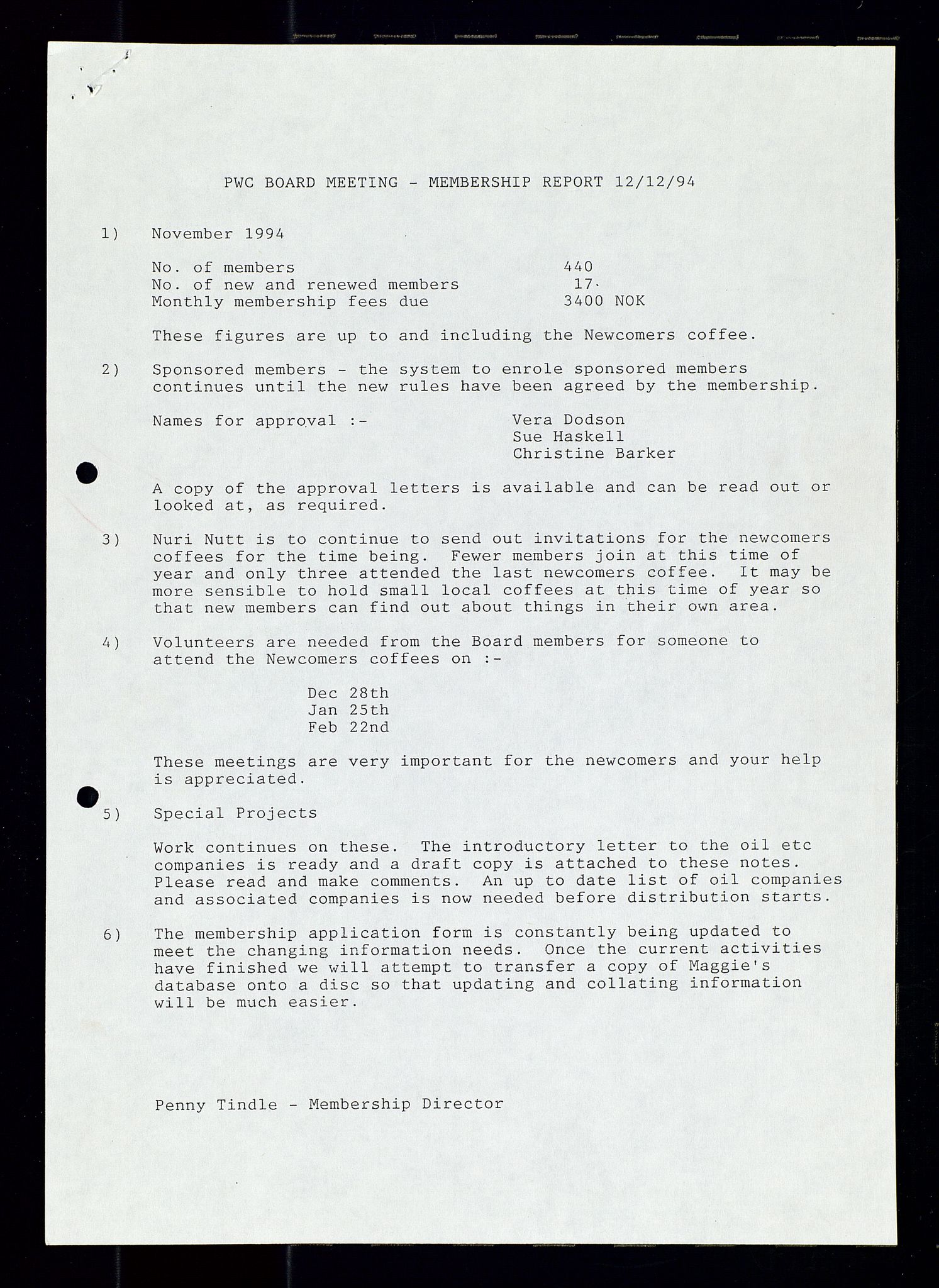 PA 1547 - Petroleum Wives Club, AV/SAST-A-101974/A/Aa/L0003: Board and General Meeting, 1994-1998