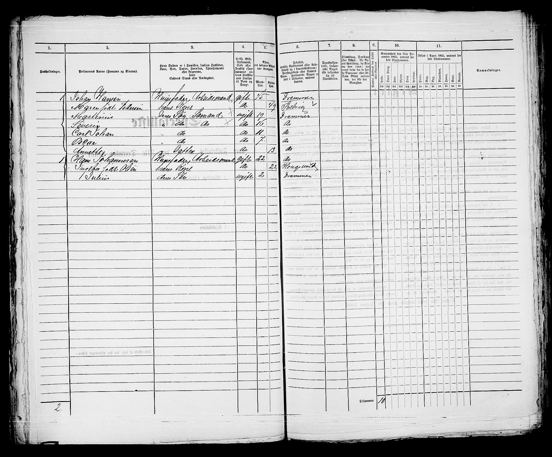 RA, Folketelling 1865 for 0602bP Strømsø prestegjeld i Drammen kjøpstad, 1865, s. 706