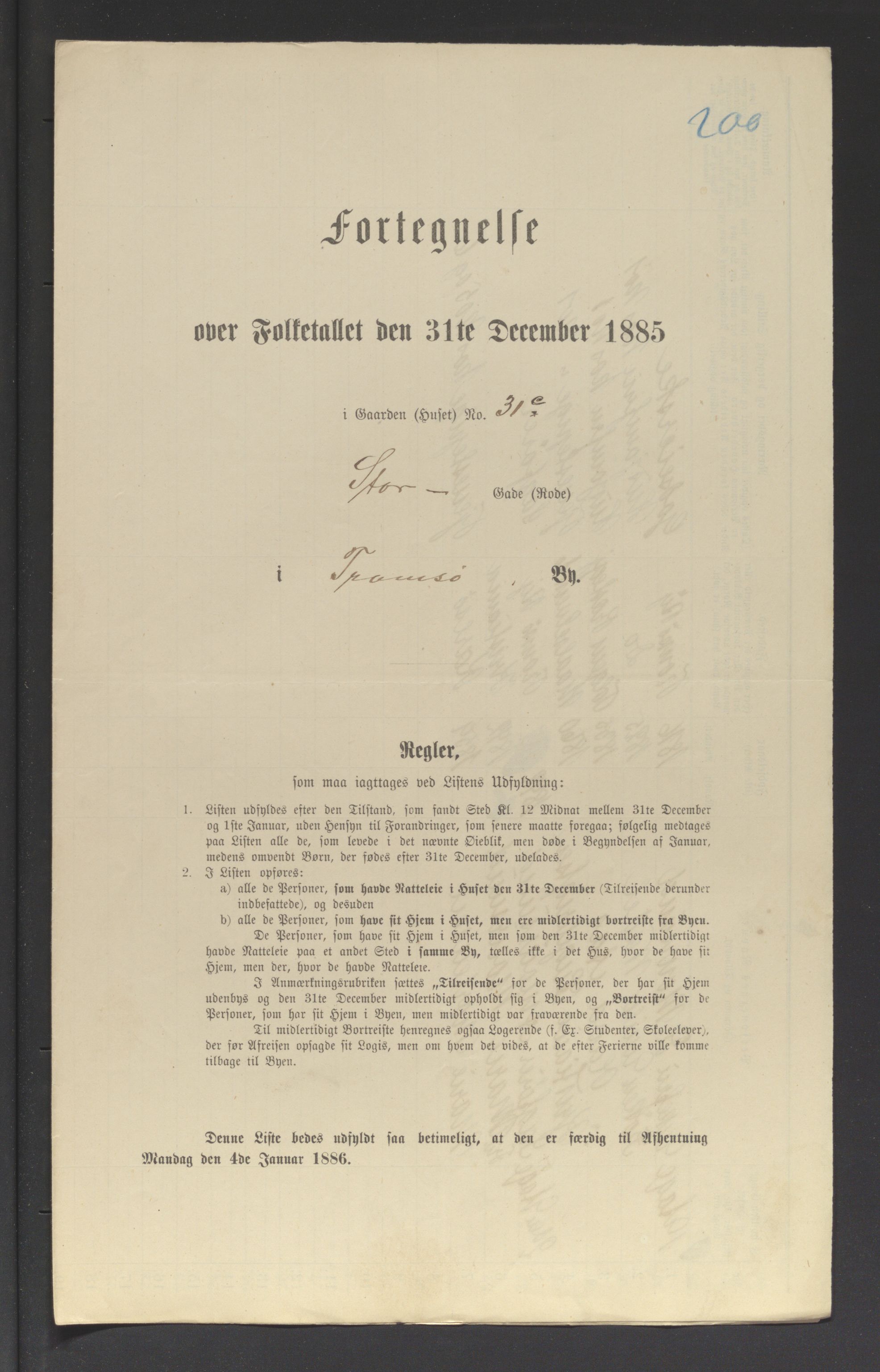 SATØ, Folketelling 1885 for 1902 Tromsø kjøpstad, 1885, s. 200a