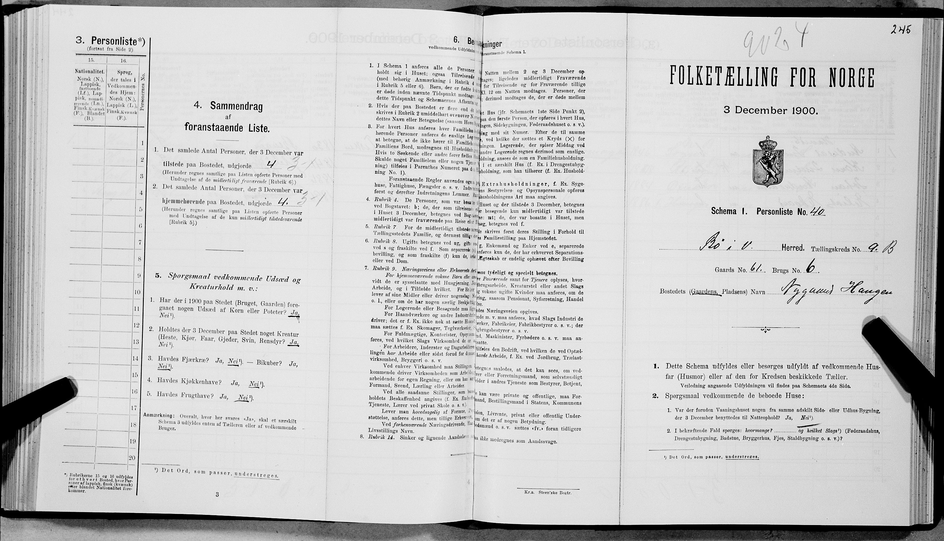 SAT, Folketelling 1900 for 1867 Bø herred, 1900, s. 1147