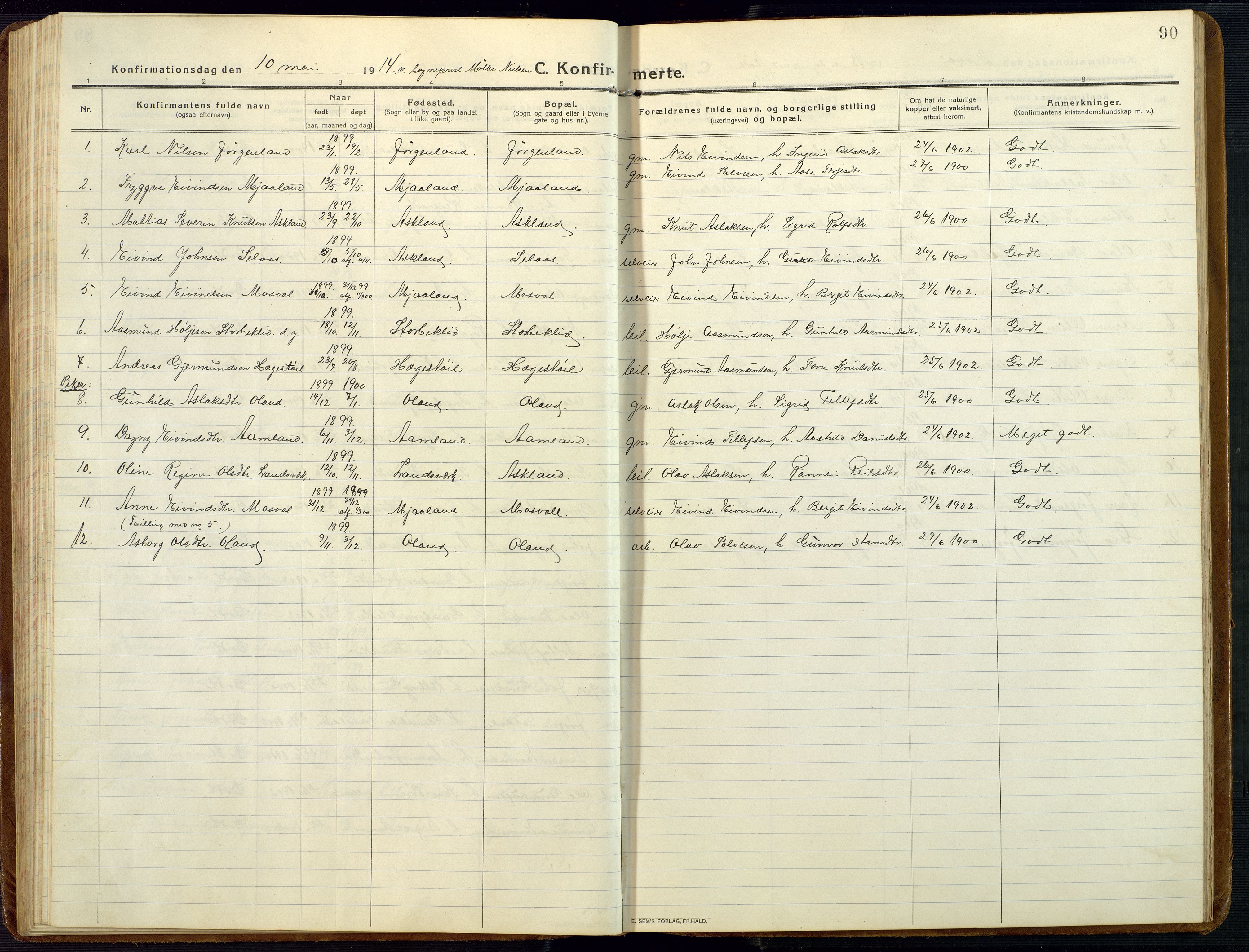 Åmli sokneprestkontor, AV/SAK-1111-0050/F/Fb/Fba/L0003: Klokkerbok nr. B 3, 1912-1974, s. 90
