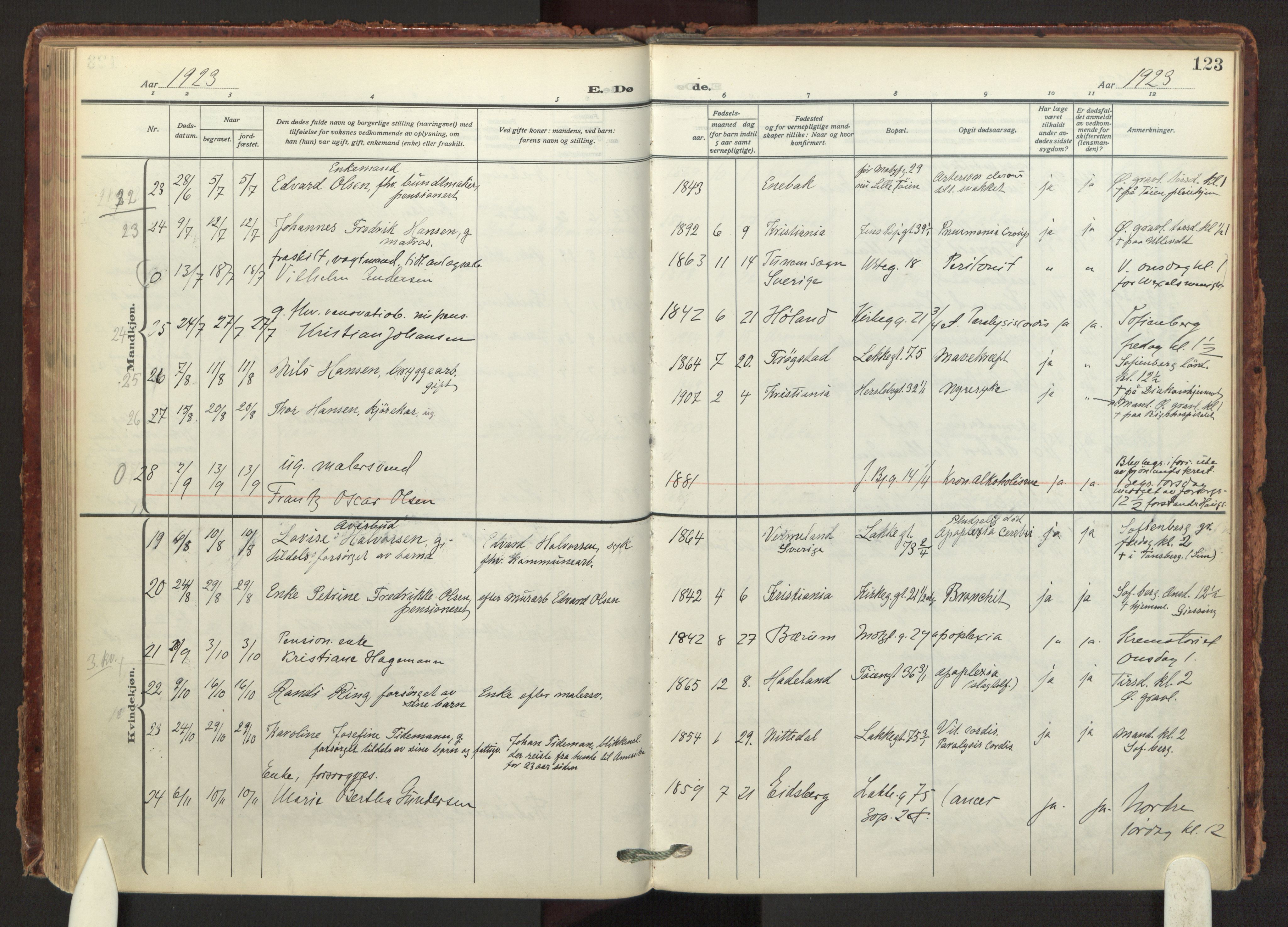 Tøyen prestekontor Kirkebøker, AV/SAO-A-10167a/F/Fa/L0003: Ministerialbok nr. I 3, 1917-1933, s. 123