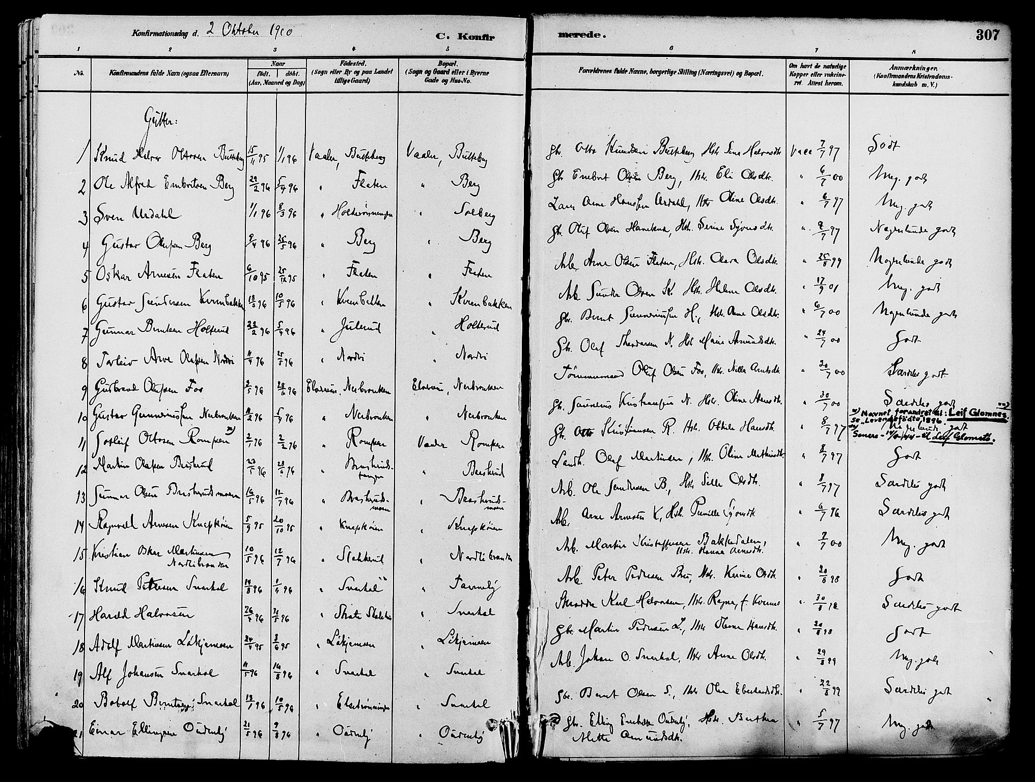 Våler prestekontor, Hedmark, AV/SAH-PREST-040/H/Ha/Haa/L0002: Ministerialbok nr. 3, 1879-1911, s. 307