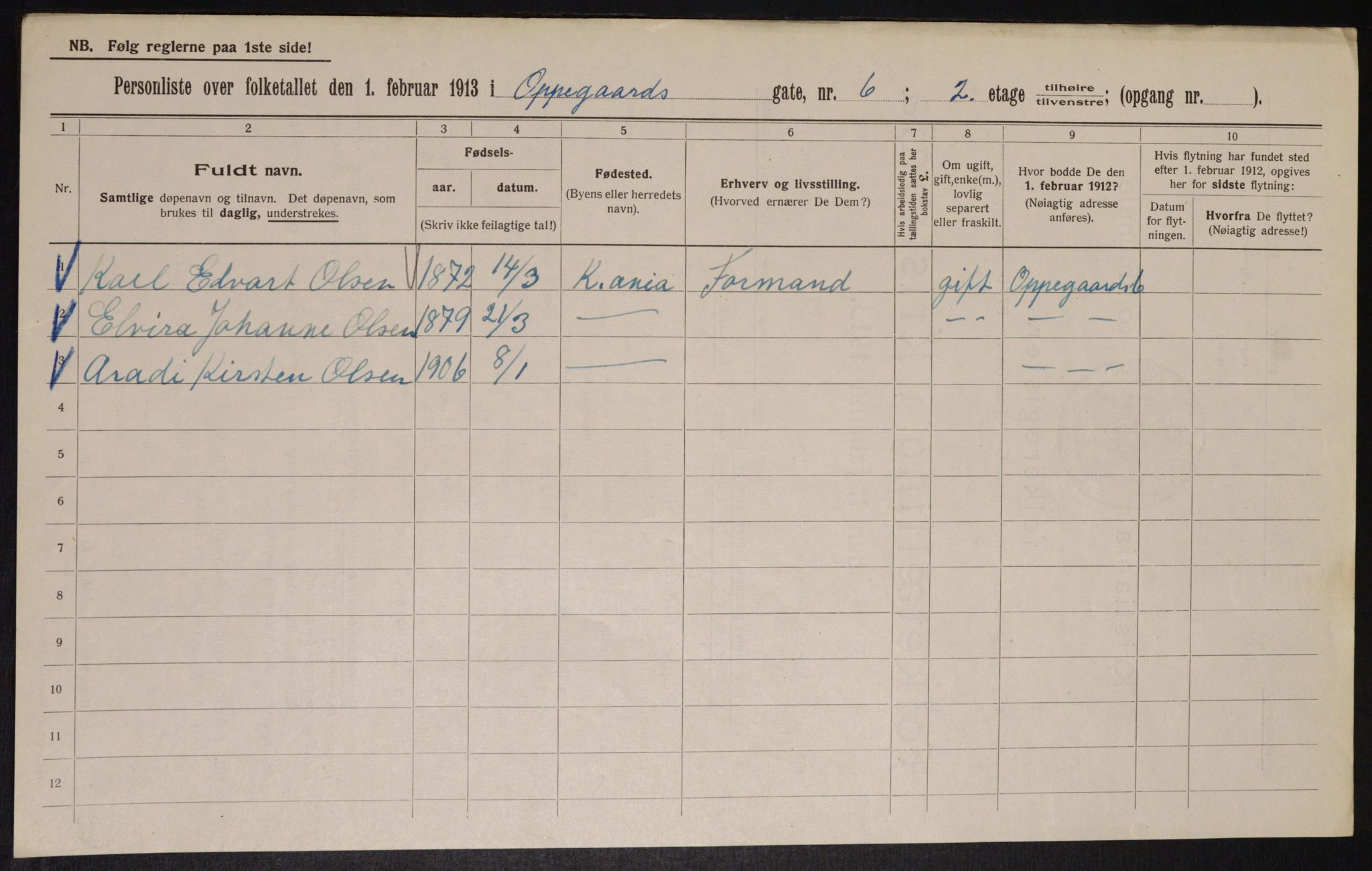 OBA, Kommunal folketelling 1.2.1913 for Kristiania, 1913, s. 75866