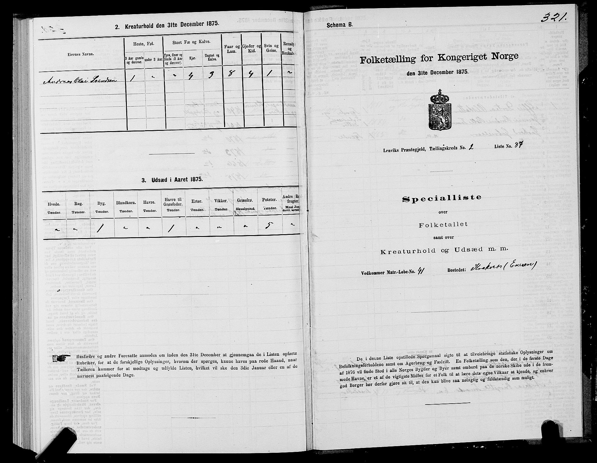 SATØ, Folketelling 1875 for 1931P Lenvik prestegjeld, 1875, s. 1321