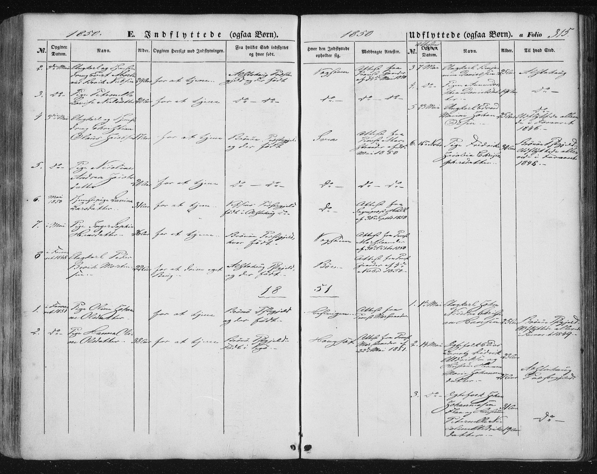 Ministerialprotokoller, klokkerbøker og fødselsregistre - Nordland, AV/SAT-A-1459/816/L0240: Ministerialbok nr. 816A06, 1846-1870, s. 315