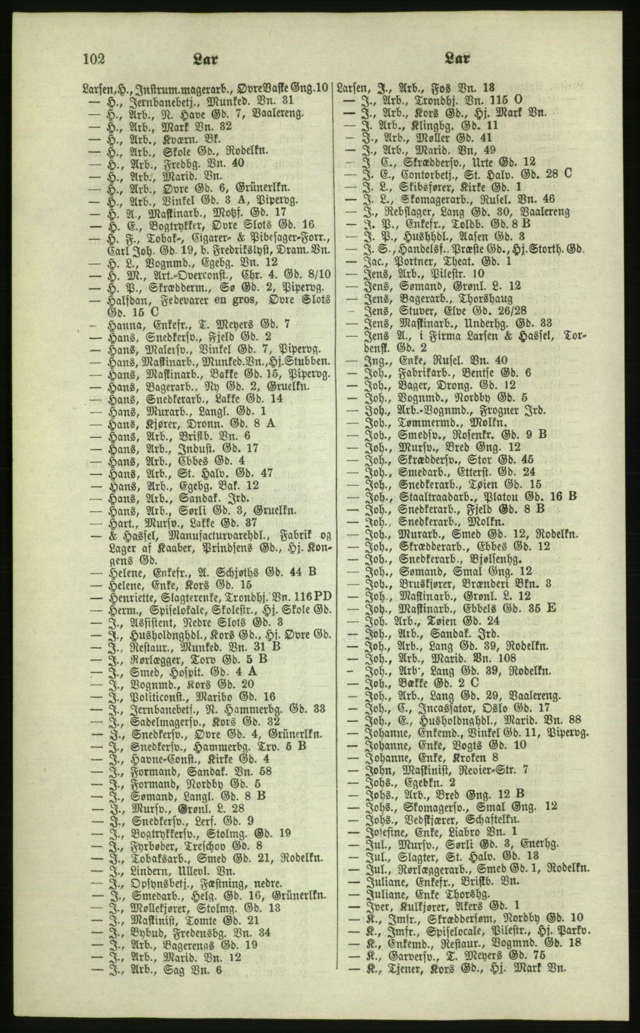 Kristiania/Oslo adressebok, PUBL/-, 1879, s. 102