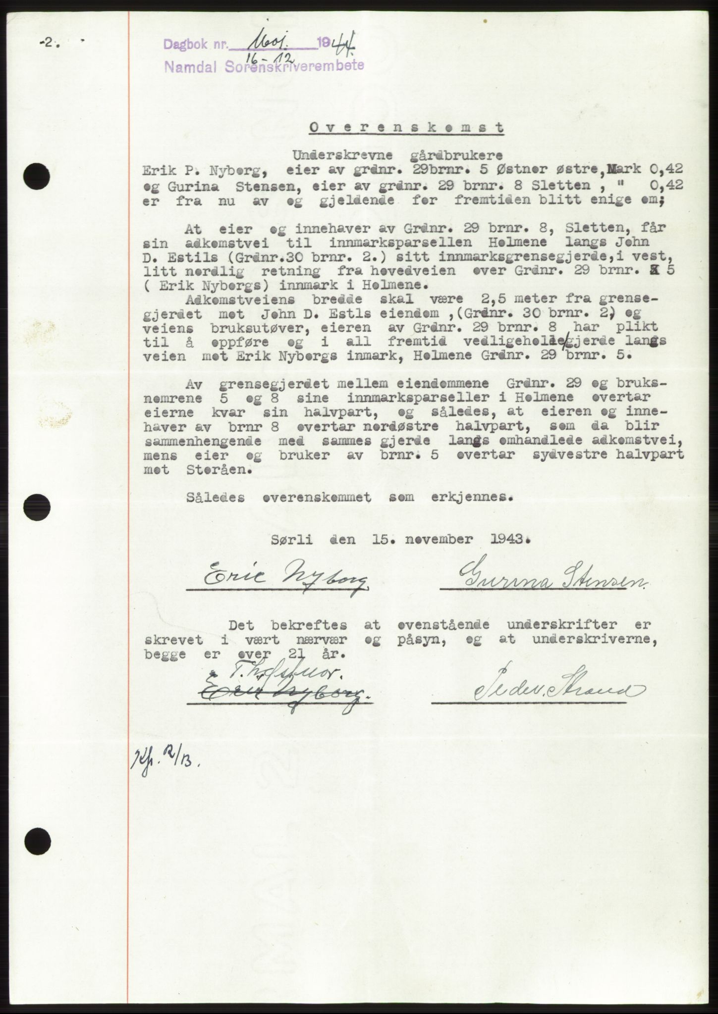 Namdal sorenskriveri, SAT/A-4133/1/2/2C: Pantebok nr. -, 1944-1945, Dagboknr: 1601/1944