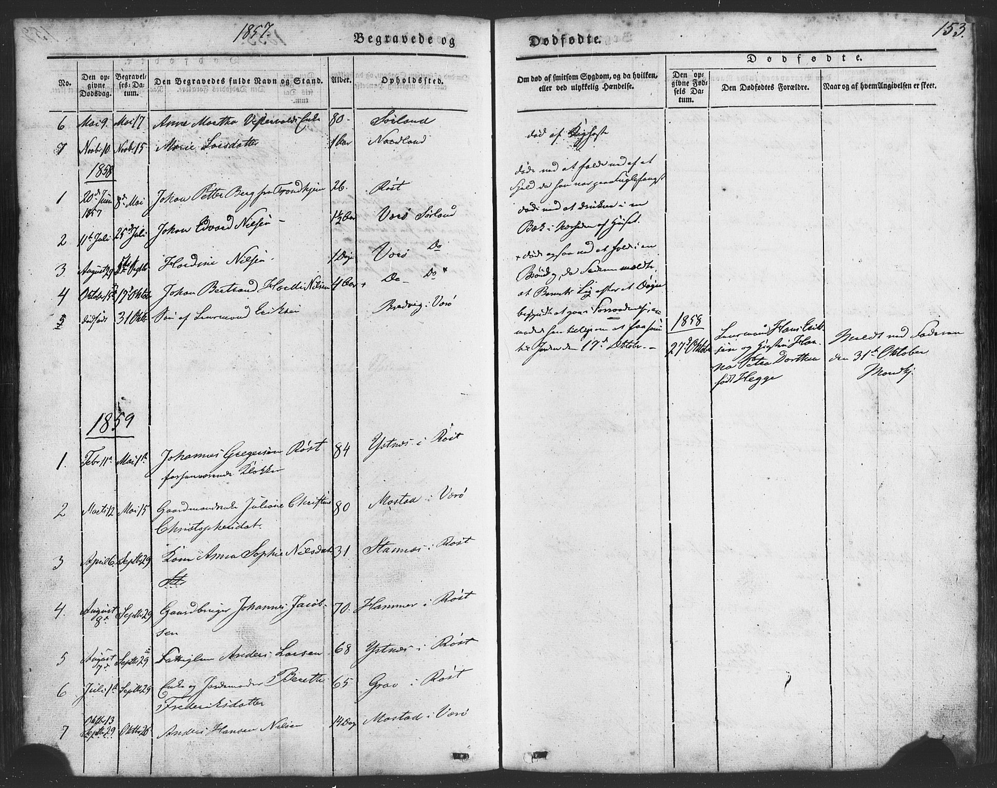 Ministerialprotokoller, klokkerbøker og fødselsregistre - Nordland, SAT/A-1459/807/L0121: Ministerialbok nr. 807A04, 1846-1879, s. 153