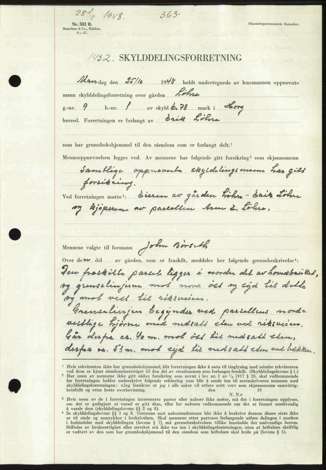 Gauldal sorenskriveri, SAT/A-0014/1/2/2C: Pantebok nr. A6, 1948-1948, Dagboknr: 1432/1948