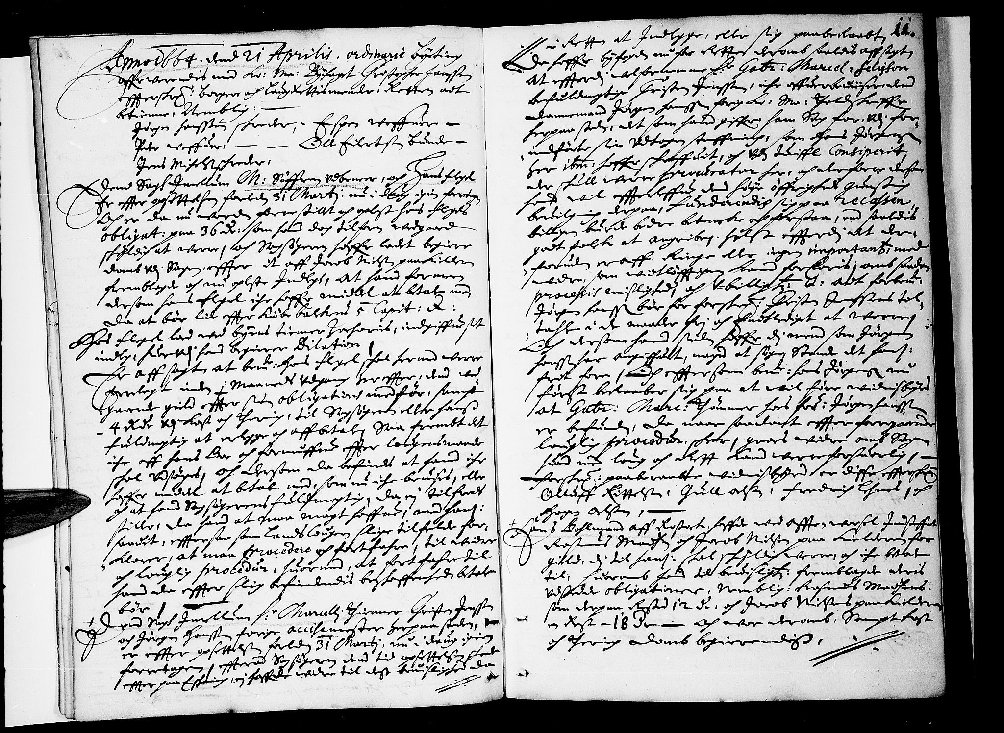 Drammen byfogd, AV/SAKO-A-222/F/Fa/L0002: Tingbok for Bragernes og Strømsø, 1664, s. 10b-11a