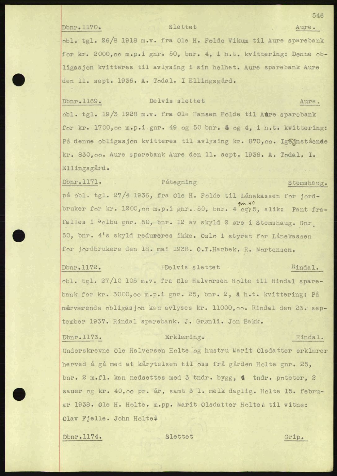 Nordmøre sorenskriveri, SAT/A-4132/1/2/2Ca: Pantebok nr. C80, 1936-1939, Dagboknr: 1170/1938