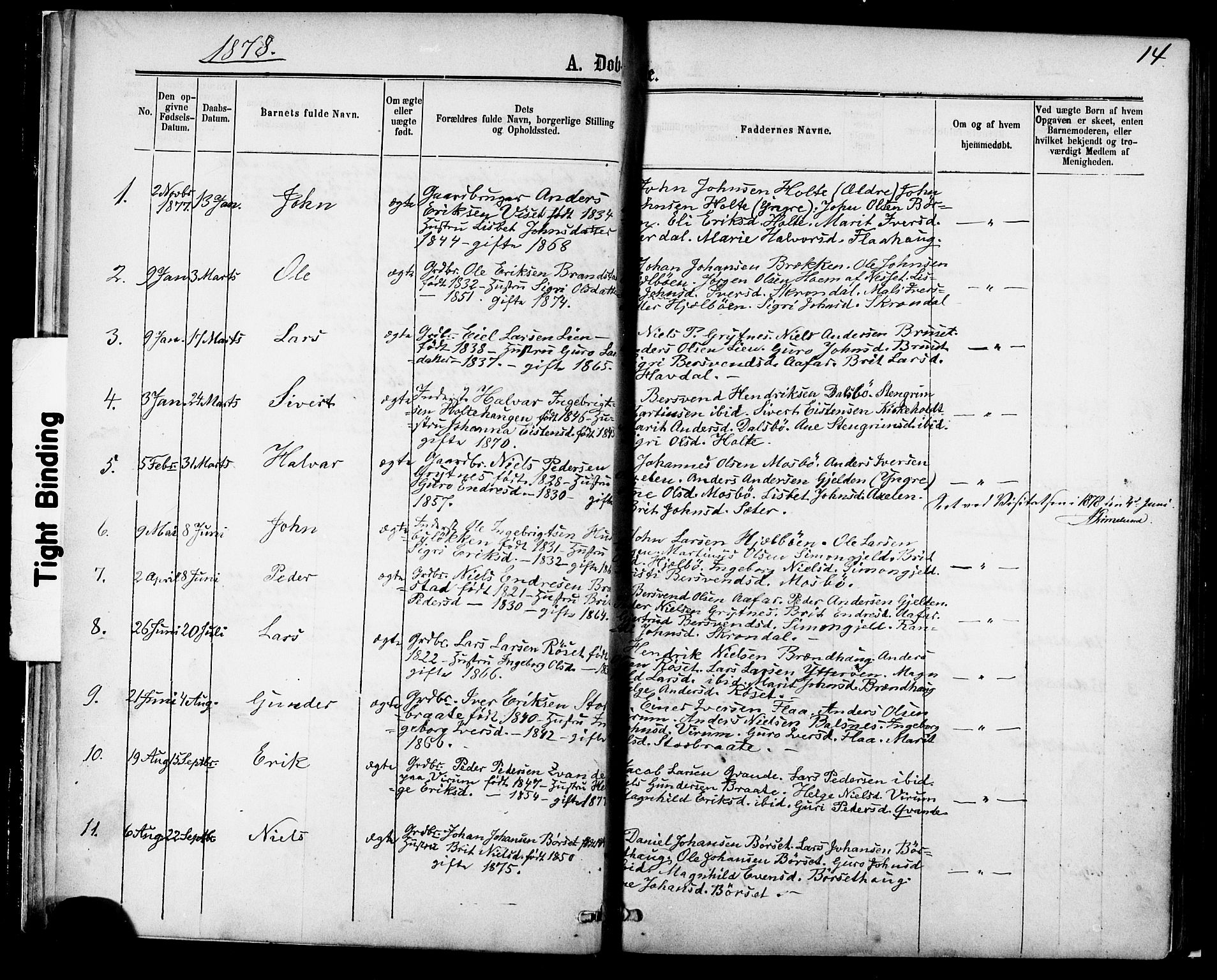 Ministerialprotokoller, klokkerbøker og fødselsregistre - Møre og Romsdal, AV/SAT-A-1454/588/L1005: Ministerialbok nr. 588A02, 1871-1885, s. 14