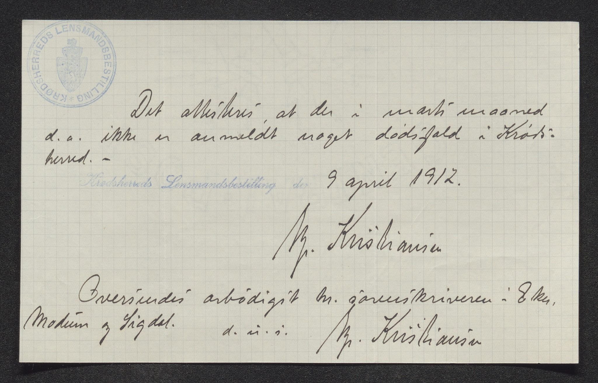 Eiker, Modum og Sigdal sorenskriveri, AV/SAKO-A-123/H/Ha/Hab/L0035: Dødsfallsmeldinger, 1912, s. 574