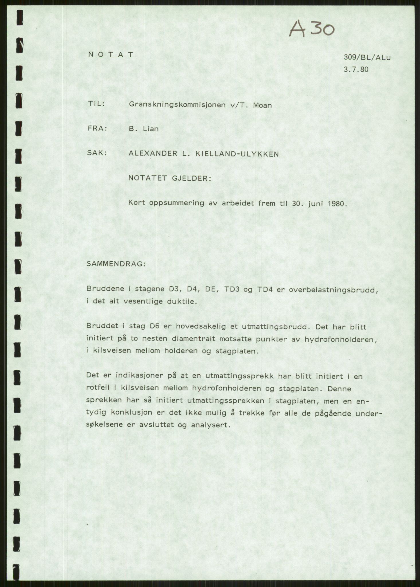 Justisdepartementet, Granskningskommisjonen ved Alexander Kielland-ulykken 27.3.1980, RA/S-1165/D/L0006: A Alexander L. Kielland (Doku.liste + A3-A6, A11-A13, A18-A20-A21, A23, A31 av 31)/Dykkerjournaler, 1980-1981, s. 606