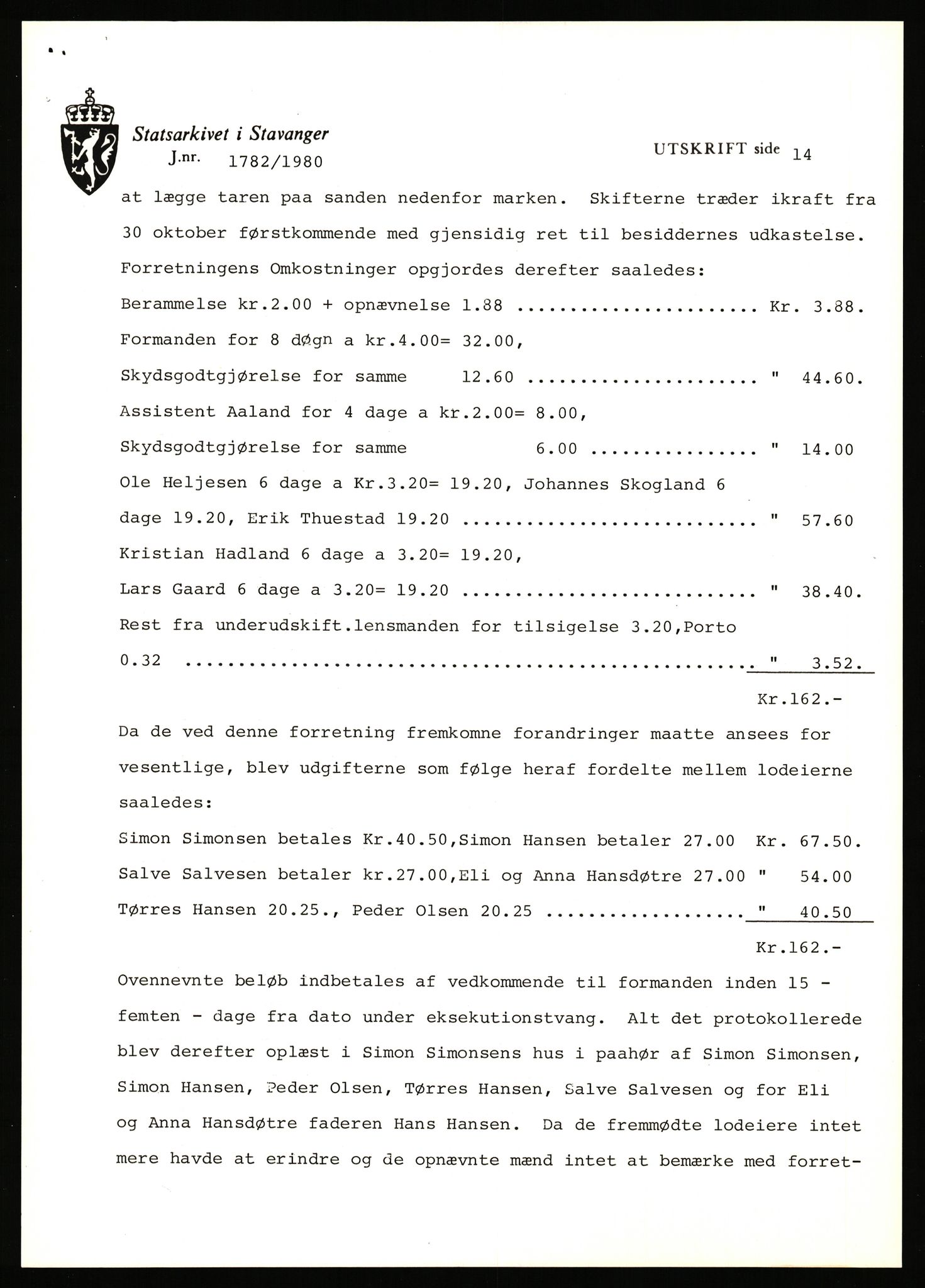 Statsarkivet i Stavanger, AV/SAST-A-101971/03/Y/Yj/L0061: Avskrifter sortert etter gårdsnavn: Møgedal - Nes, 1750-1930, s. 562