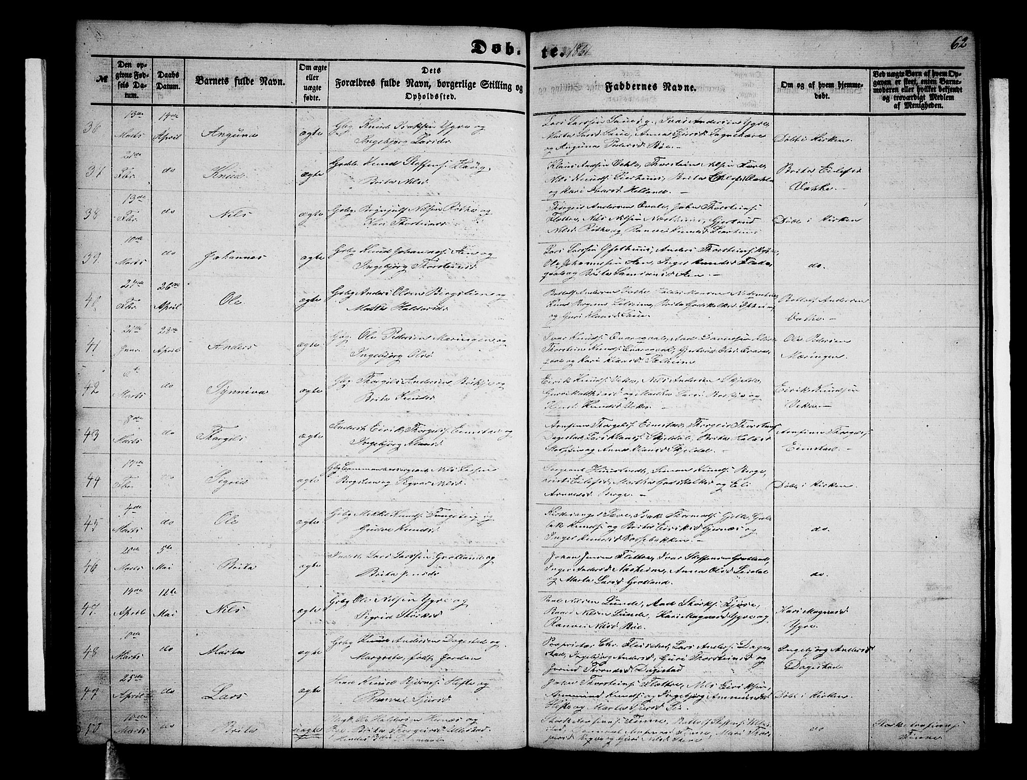 Voss sokneprestembete, AV/SAB-A-79001/H/Hab: Klokkerbok nr. B 1, 1855-1869, s. 62