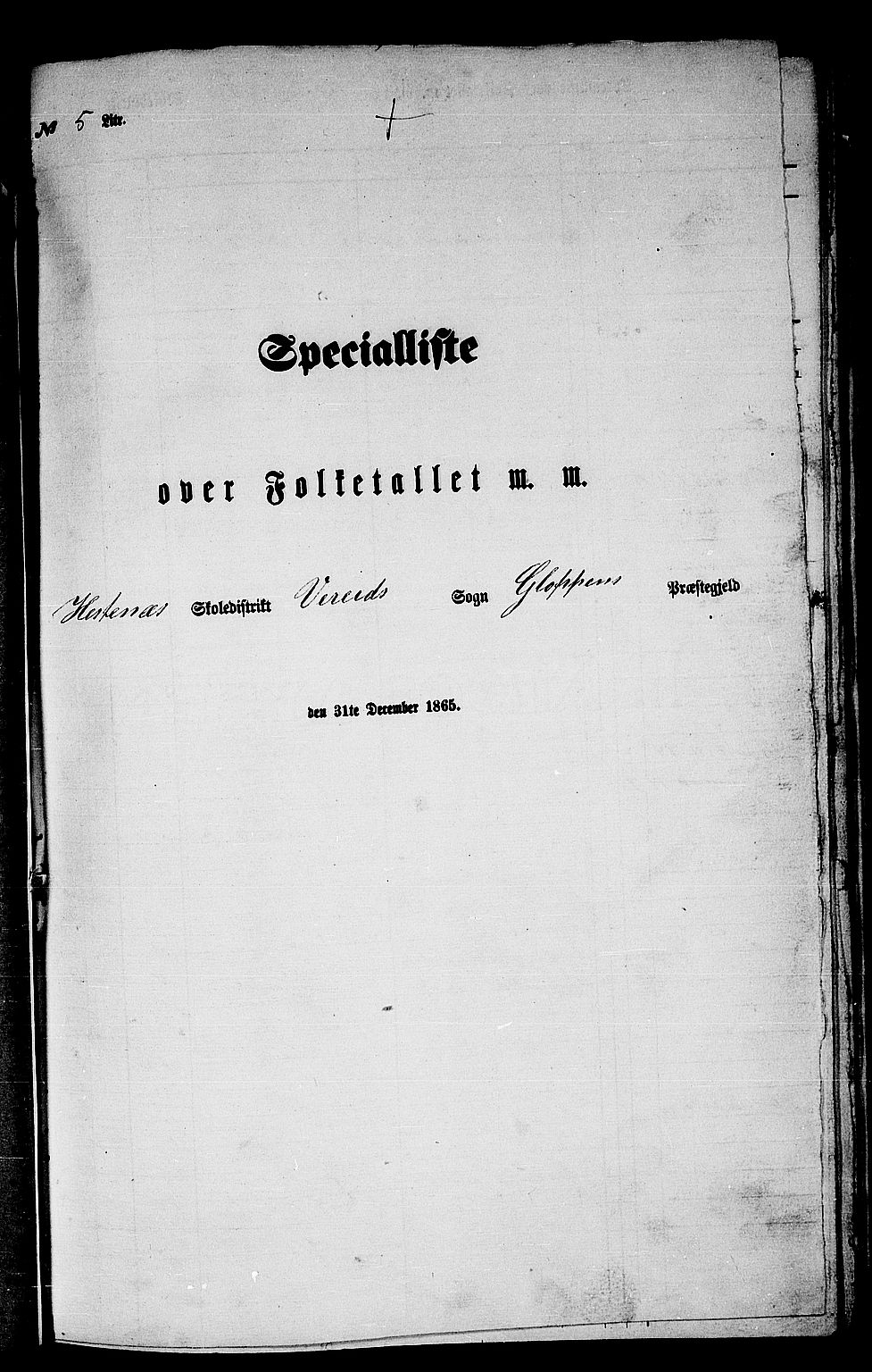 RA, Folketelling 1865 for 1445P Gloppen prestegjeld, 1865, s. 85