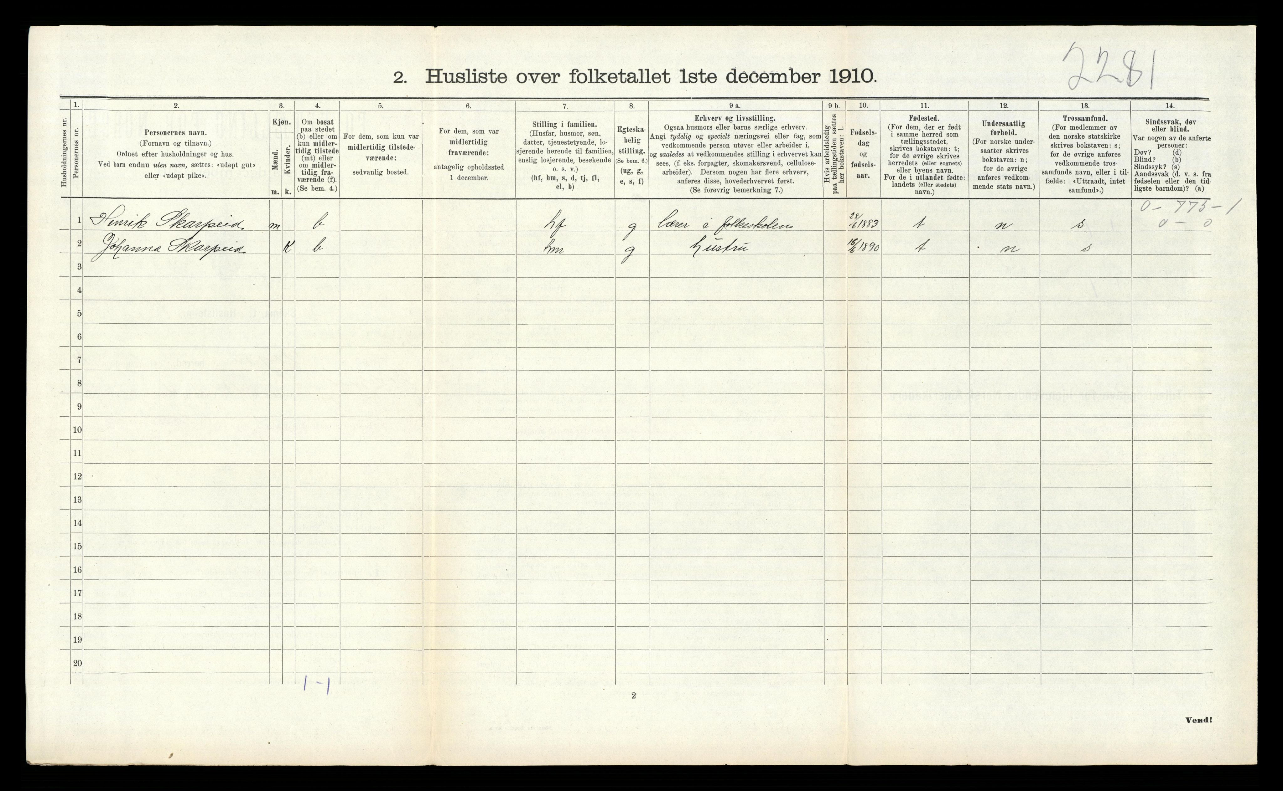 RA, Folketelling 1910 for 1018 Søgne herred, 1910, s. 1015