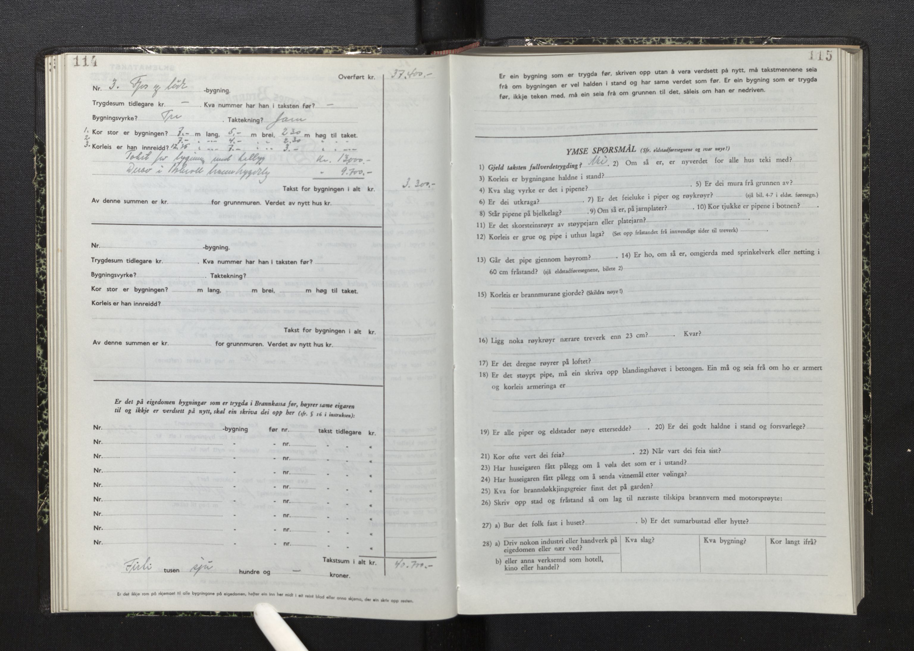 Lensmannen i Askvoll, AV/SAB-A-26301/0012/L0006: Branntakstprotokoll, skjematakst, 1950-1955, s. 114-115