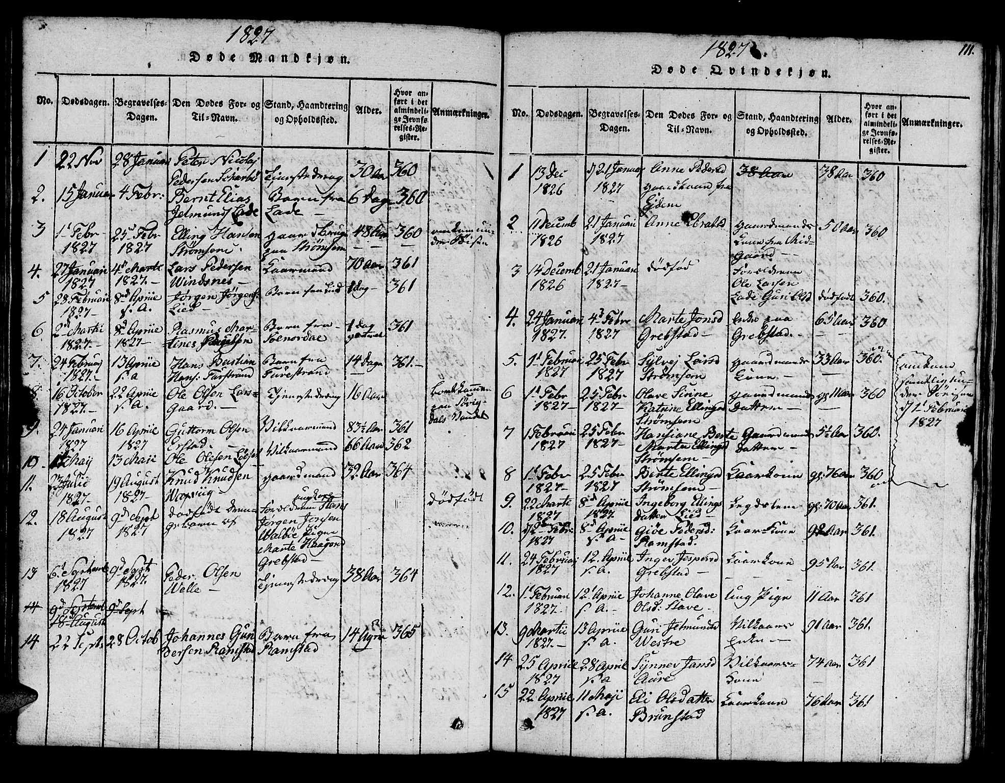 Ministerialprotokoller, klokkerbøker og fødselsregistre - Møre og Romsdal, SAT/A-1454/522/L0322: Klokkerbok nr. 522C01, 1816-1830, s. 111