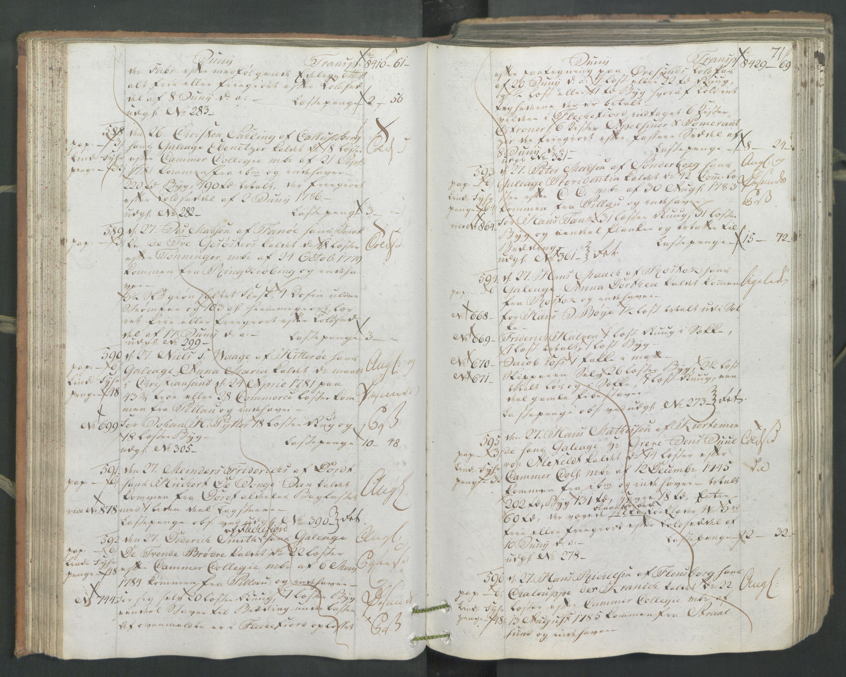 Generaltollkammeret, tollregnskaper, AV/RA-EA-5490/R26/L0222/0001: Tollregnskaper Bergen A / Inngående hovedtollbok, 1786, s. 70b-71a