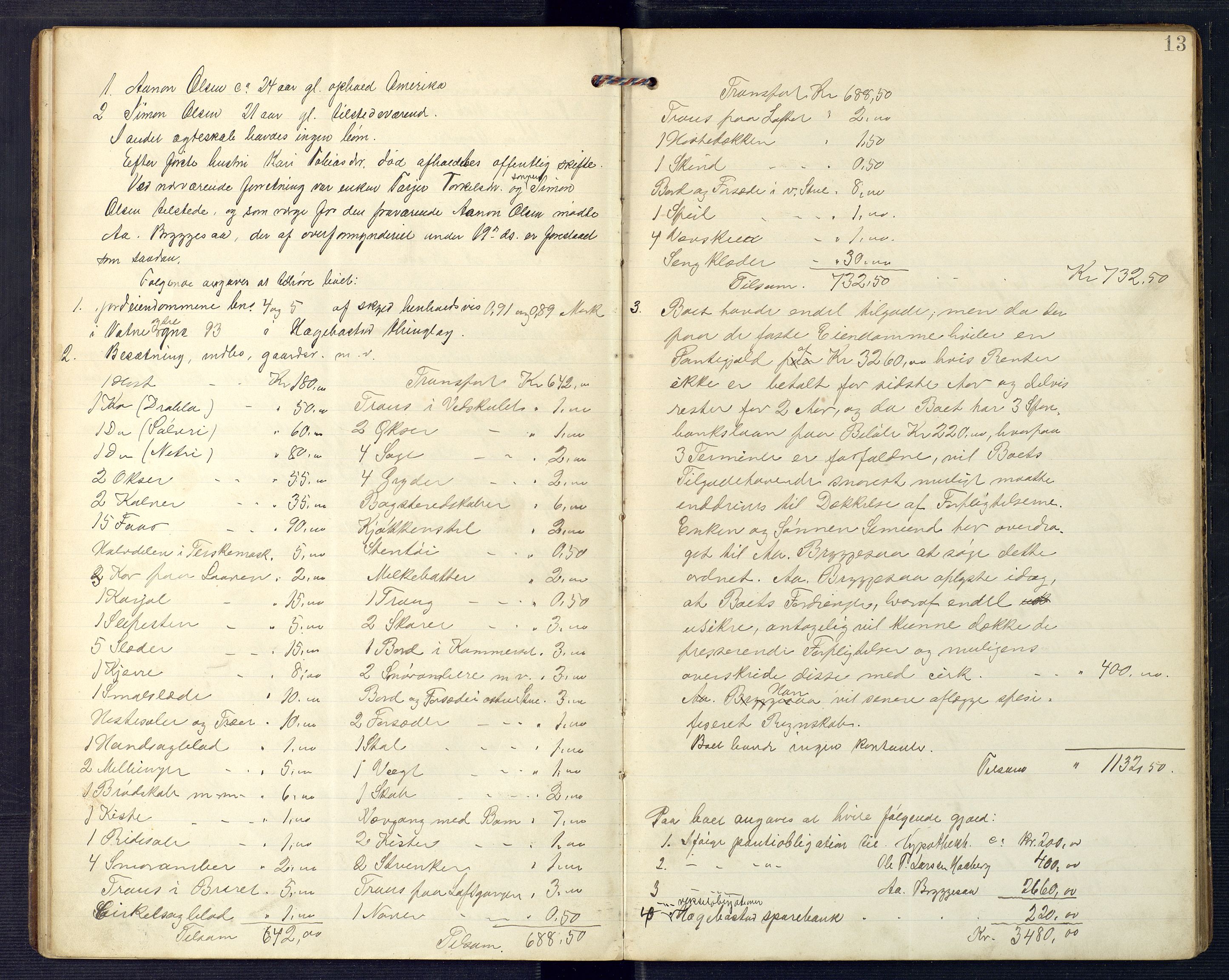 Lyngdal sorenskriveri, AV/SAK-1221-0004/H/Hc/L0862: Skifteregistreringsprotokoll nr. 12, Hægebostad tinglag, 1898-1905, s. 12b-13a