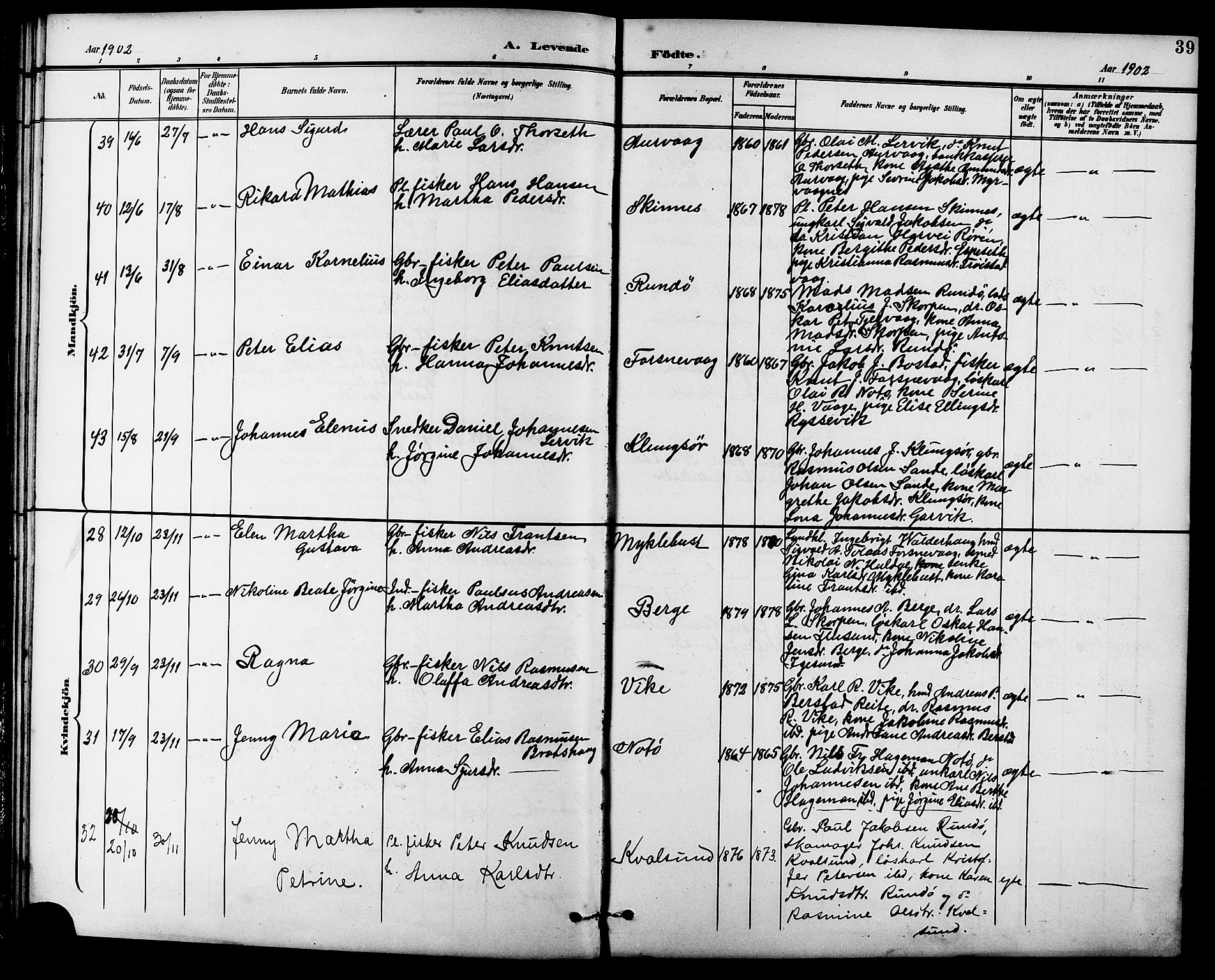 Ministerialprotokoller, klokkerbøker og fødselsregistre - Møre og Romsdal, AV/SAT-A-1454/507/L0082: Klokkerbok nr. 507C05, 1896-1914, s. 39