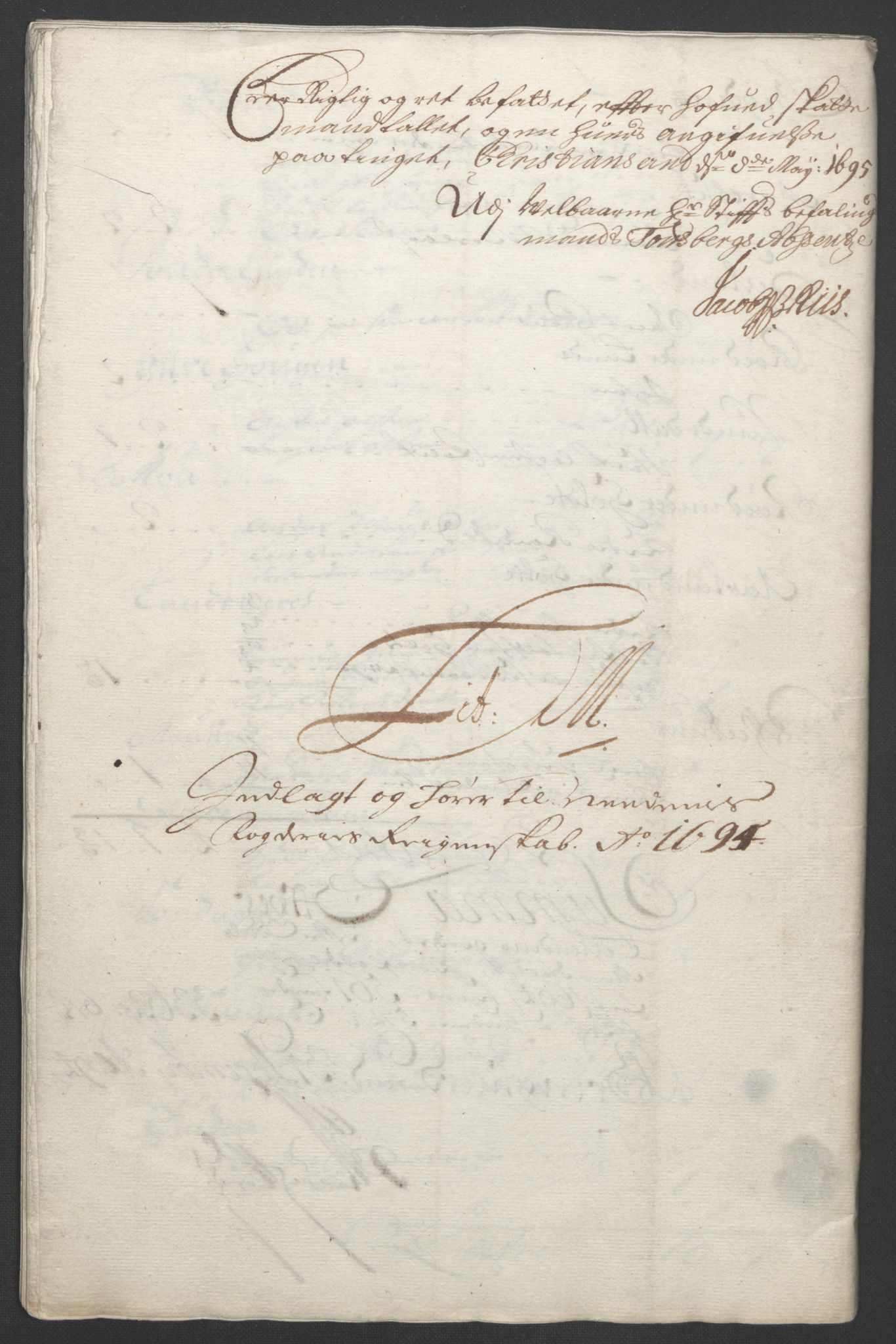 Rentekammeret inntil 1814, Reviderte regnskaper, Fogderegnskap, RA/EA-4092/R39/L2312: Fogderegnskap Nedenes, 1693-1695, s. 217
