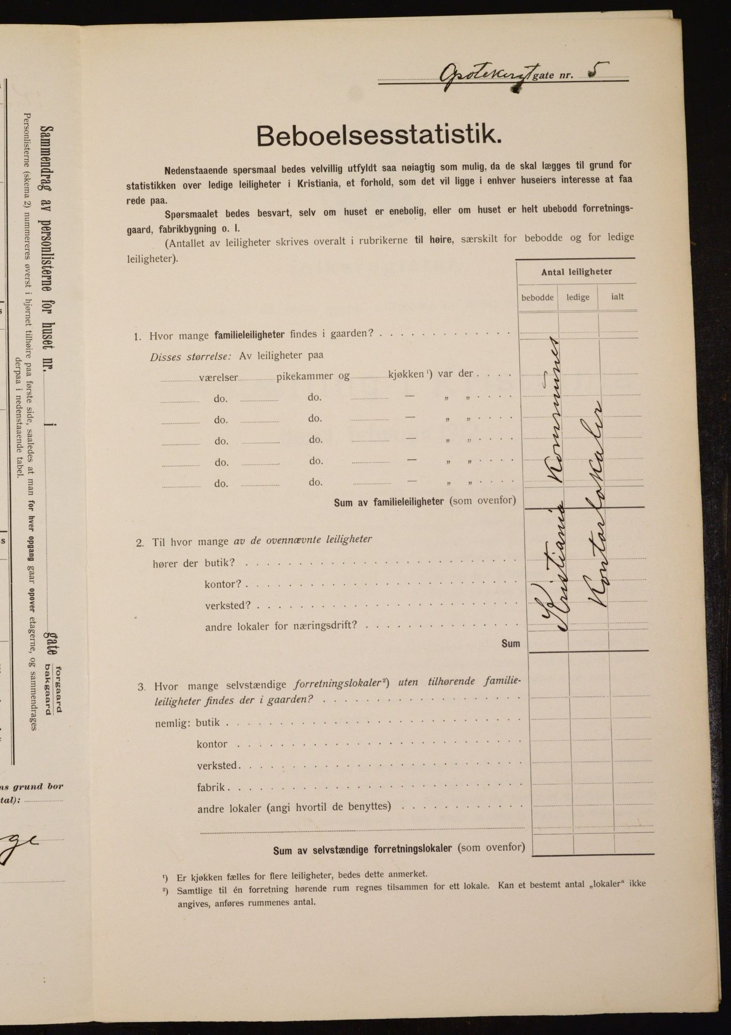 OBA, Kommunal folketelling 1.2.1912 for Kristiania, 1912, s. 1327