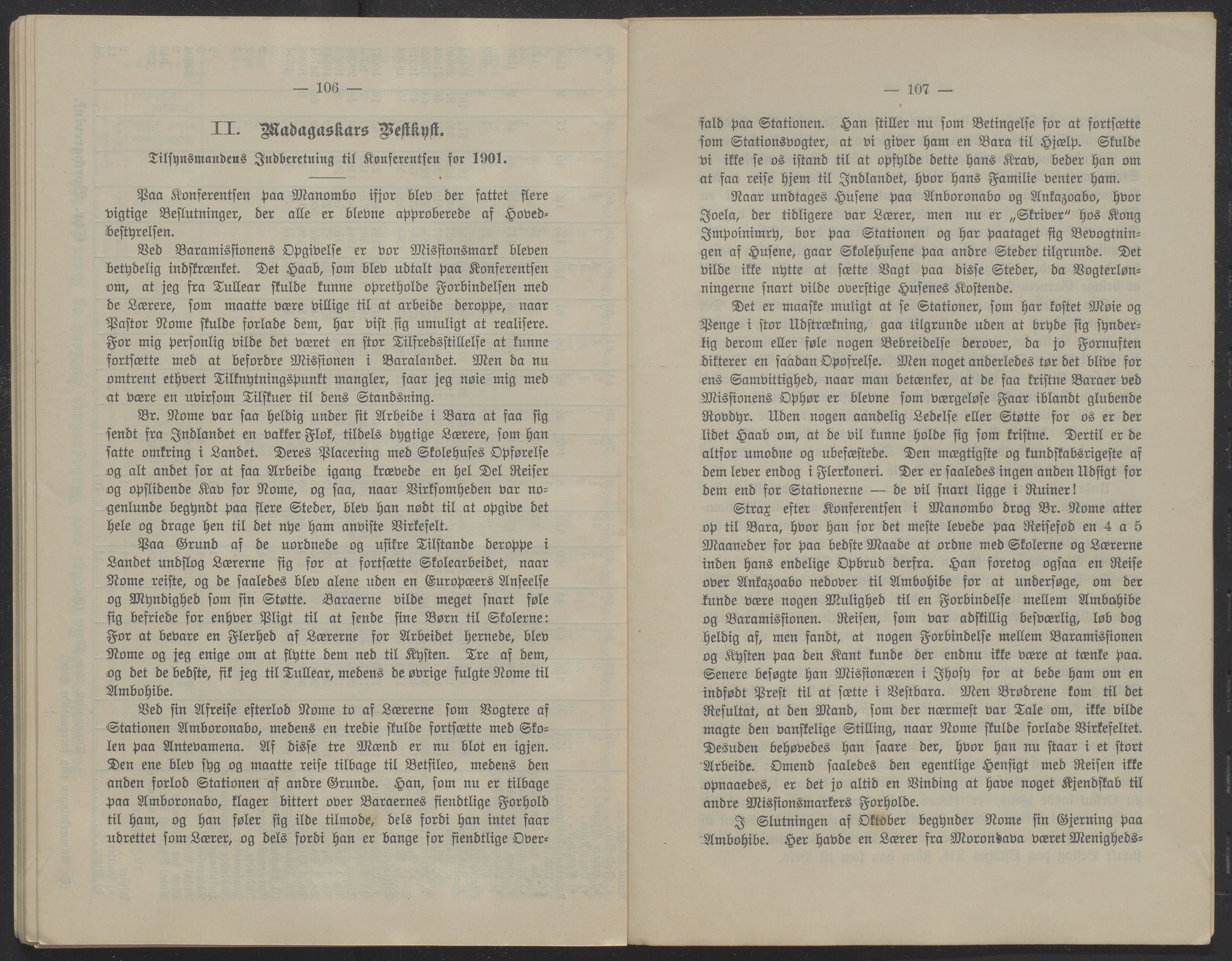 Det Norske Misjonsselskap - hovedadministrasjonen, VID/MA-A-1045/D/Db/Dba/L0340/0002: Beretninger, Bøker, Skrifter o.l   / Årsberetninger. Heftet. 60. , 1901, s. 106-107