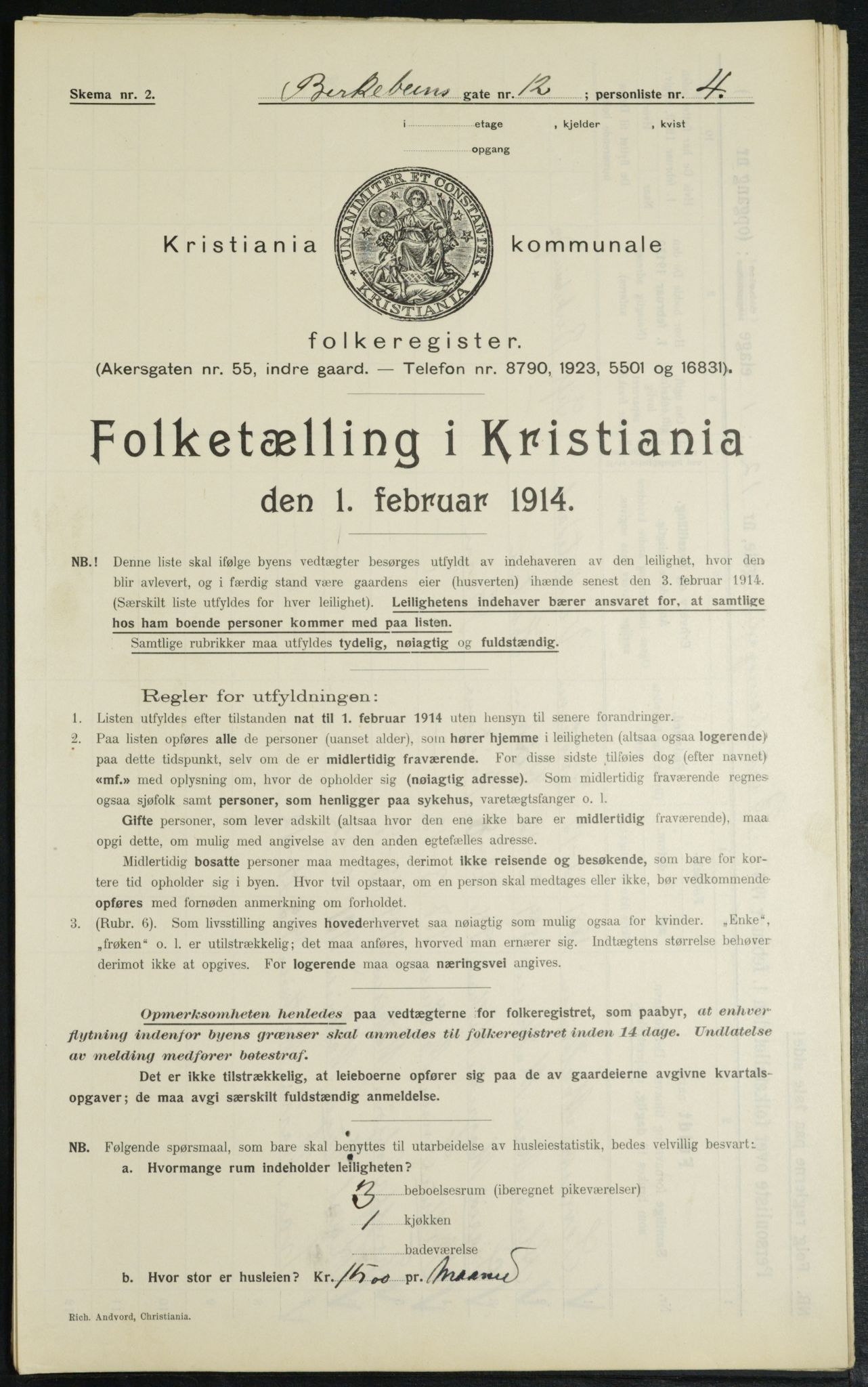 OBA, Kommunal folketelling 1.2.1914 for Kristiania, 1914, s. 4968