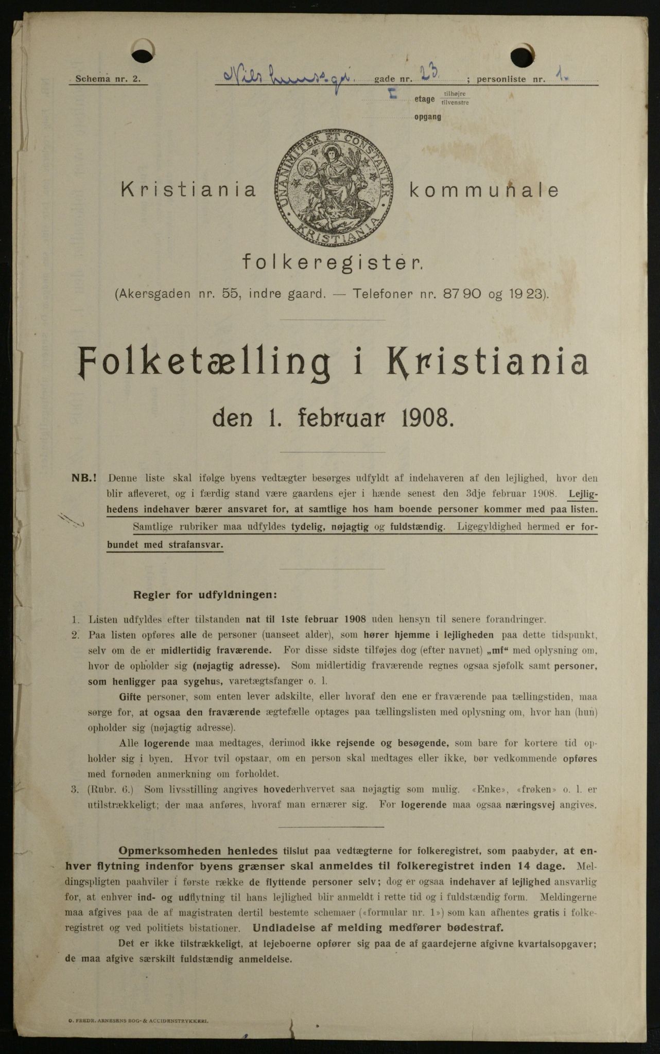 OBA, Kommunal folketelling 1.2.1908 for Kristiania kjøpstad, 1908, s. 63812