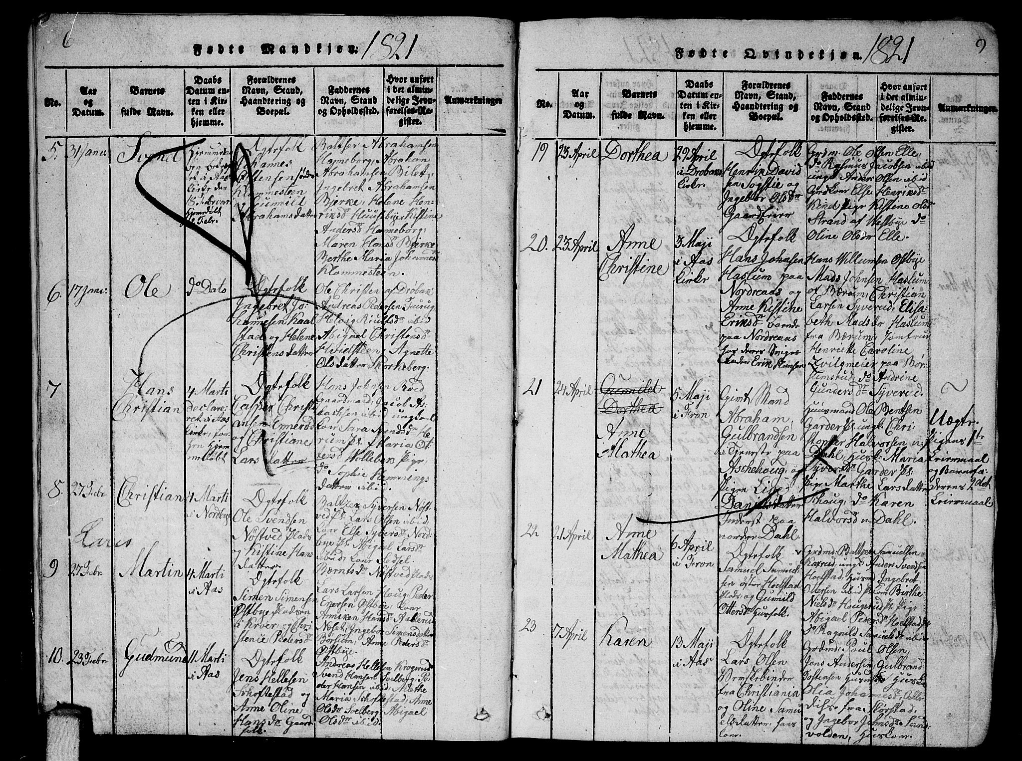 Ås prestekontor Kirkebøker, AV/SAO-A-10894/G/Ga/L0002: Klokkerbok nr. I 2, 1820-1836, s. 6-7