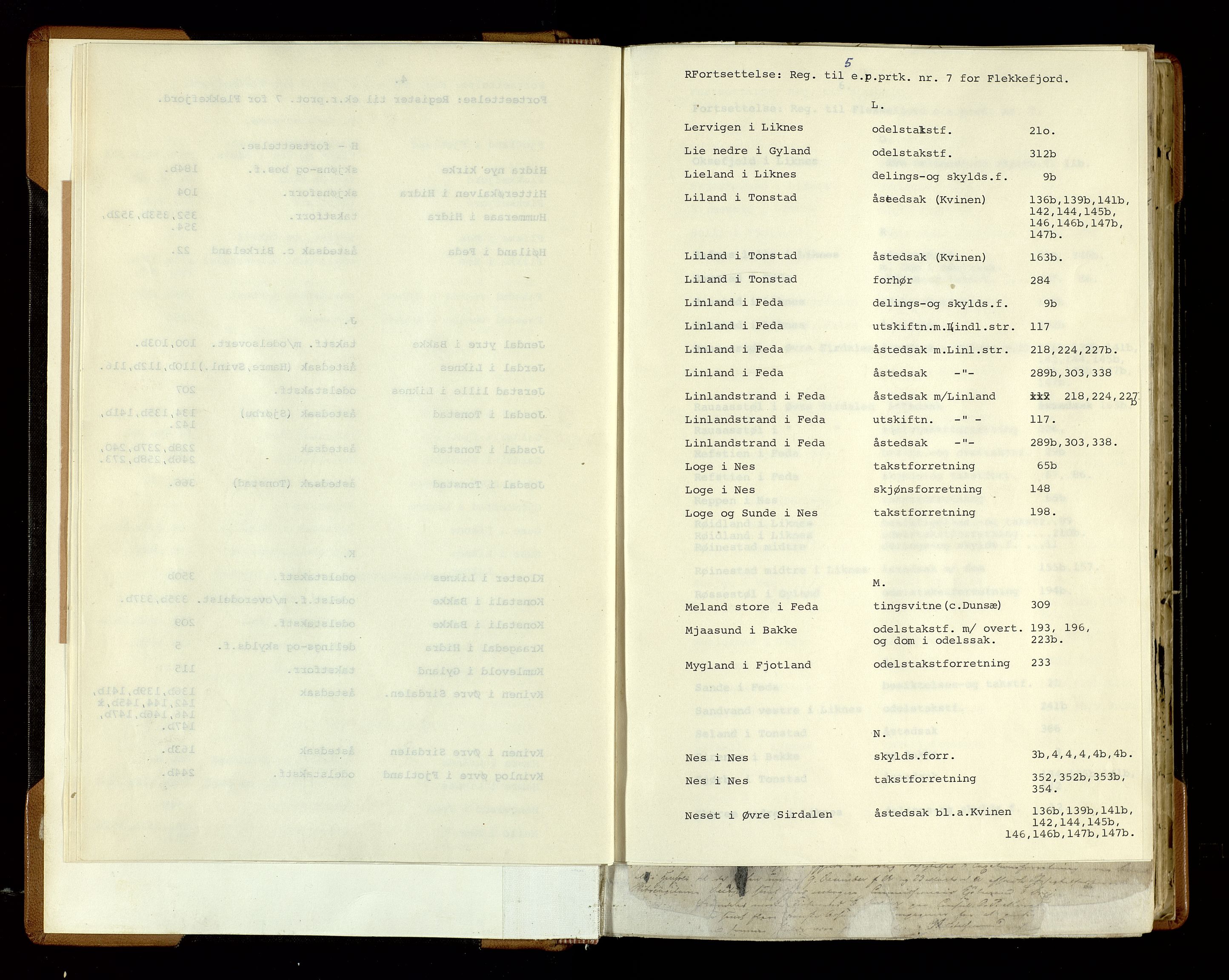 Flekkefjord sorenskriveri, AV/SAK-1221-0001/F/Fb/L0006: Ekstrarettsprotokoll nr. 7, 1844-1867, s. 5