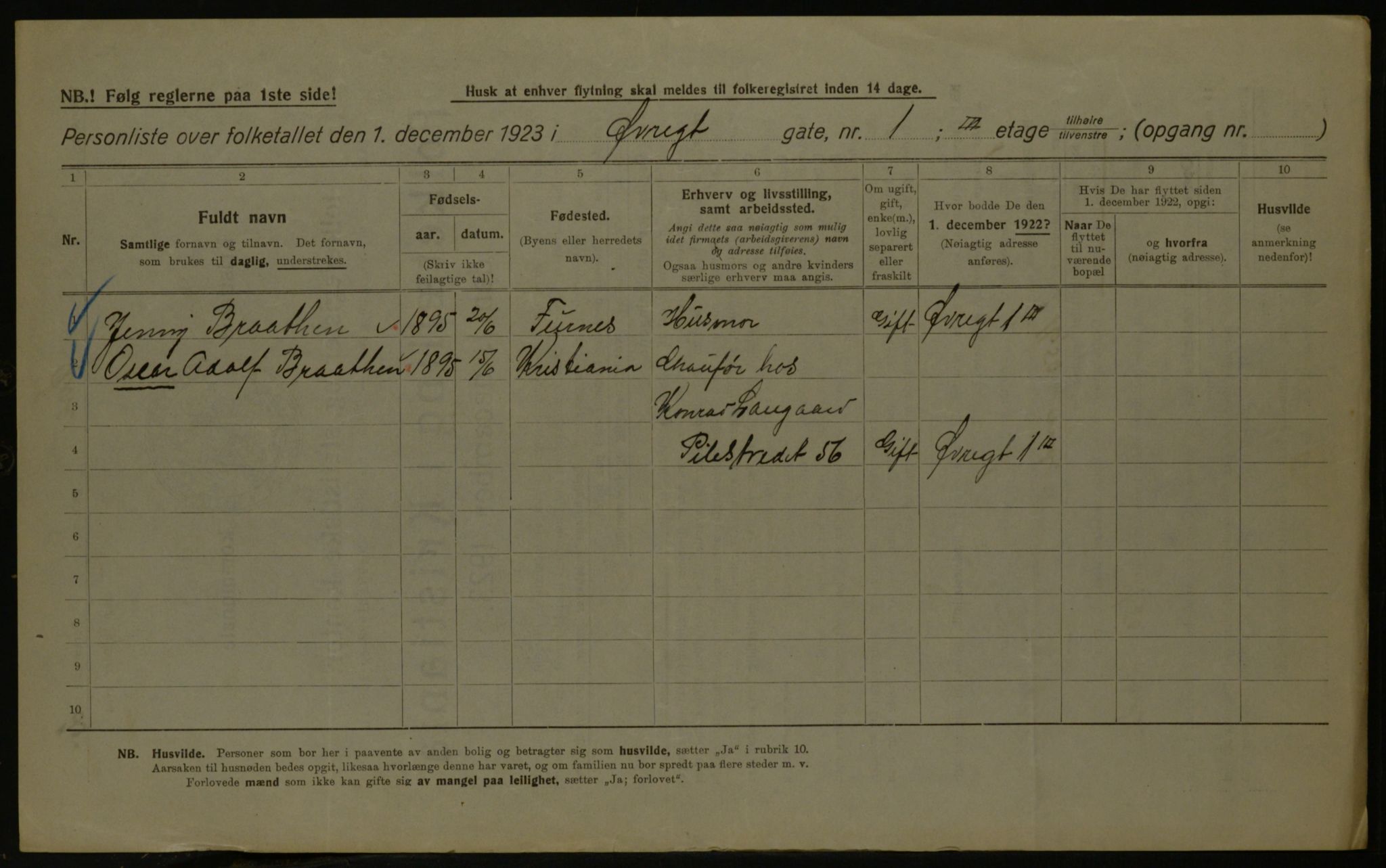 OBA, Kommunal folketelling 1.12.1923 for Kristiania, 1923, s. 143042