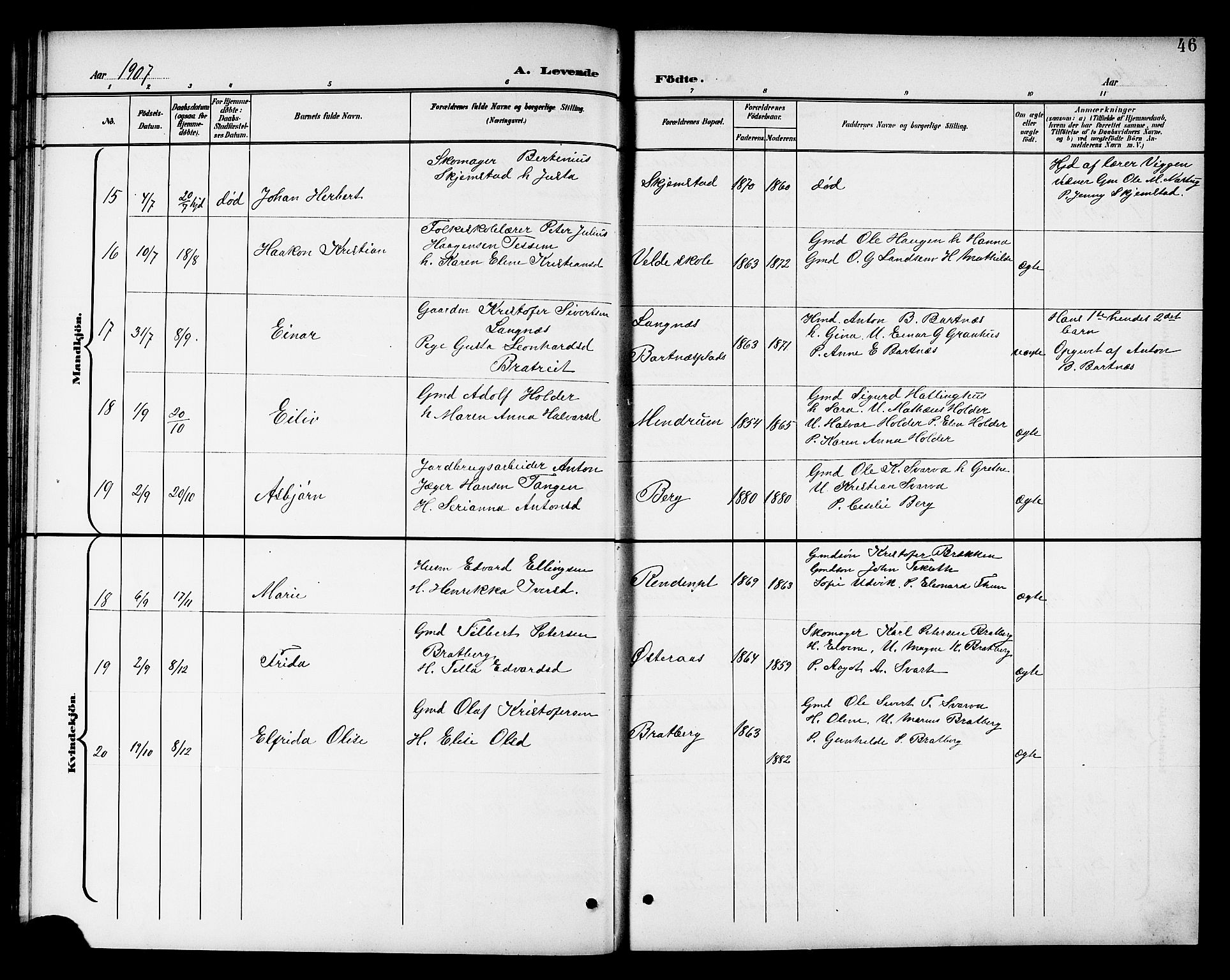 Ministerialprotokoller, klokkerbøker og fødselsregistre - Nord-Trøndelag, SAT/A-1458/741/L0401: Klokkerbok nr. 741C02, 1899-1911, s. 46