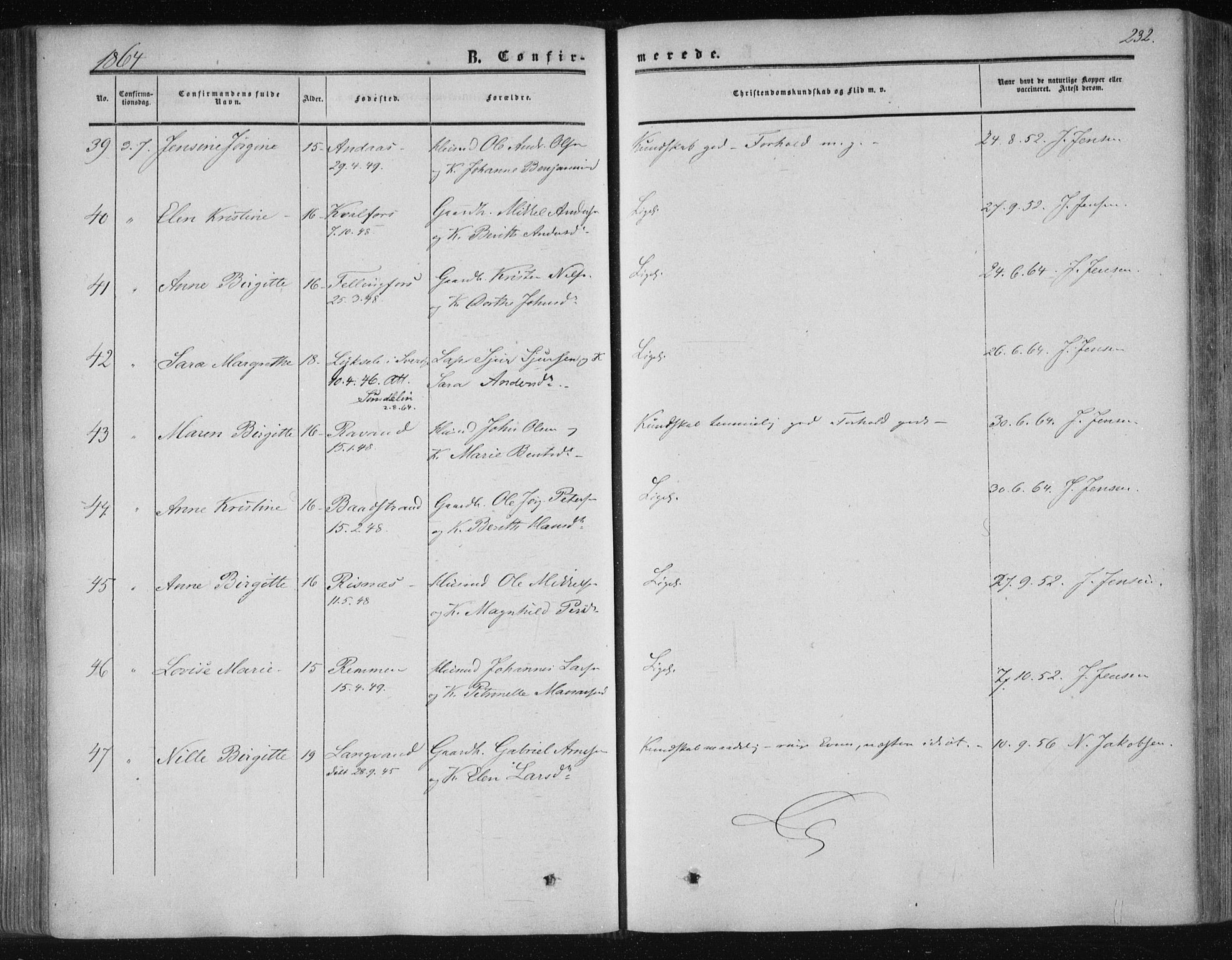 Ministerialprotokoller, klokkerbøker og fødselsregistre - Nordland, SAT/A-1459/820/L0293: Ministerialbok nr. 820A14, 1855-1865, s. 232