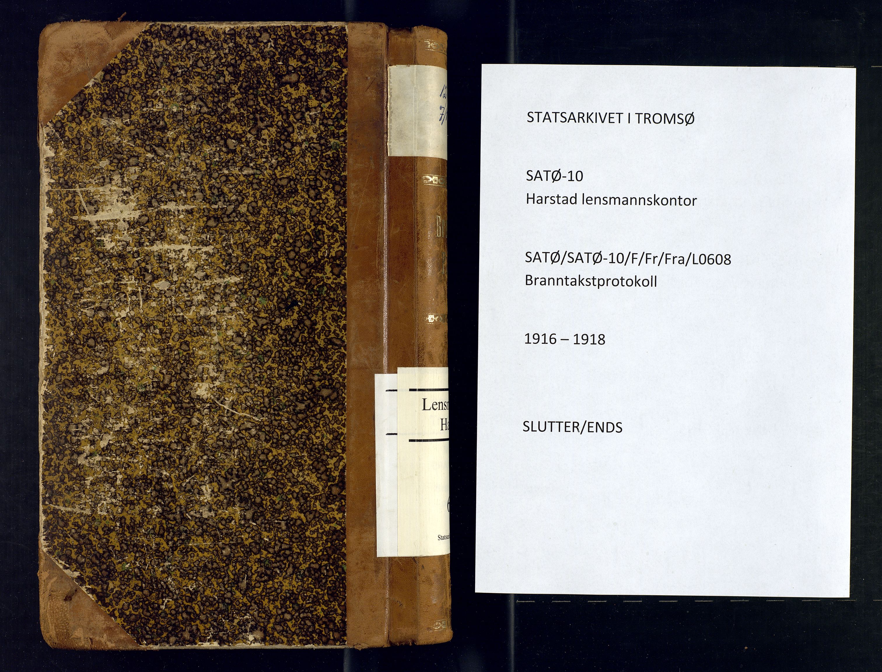 Harstad lensmannskontor, AV/SATØ-SATØ-10/F/Fr/Fra/L0608: Branntakstprotokoll (S). Merket X. Med register, 1916-1918