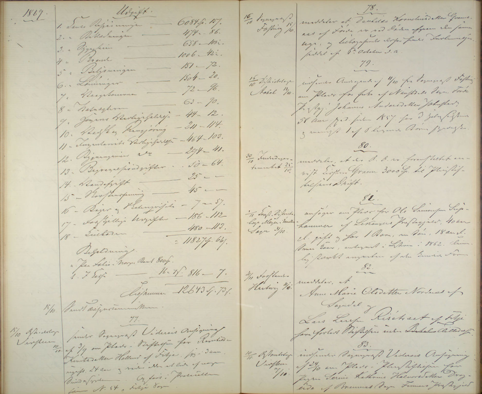 Lepraarkiver - Pleiestiftelsen for spedalske no.1, SAB/A-60601/B.c/L0005: Journal, 1868-1875