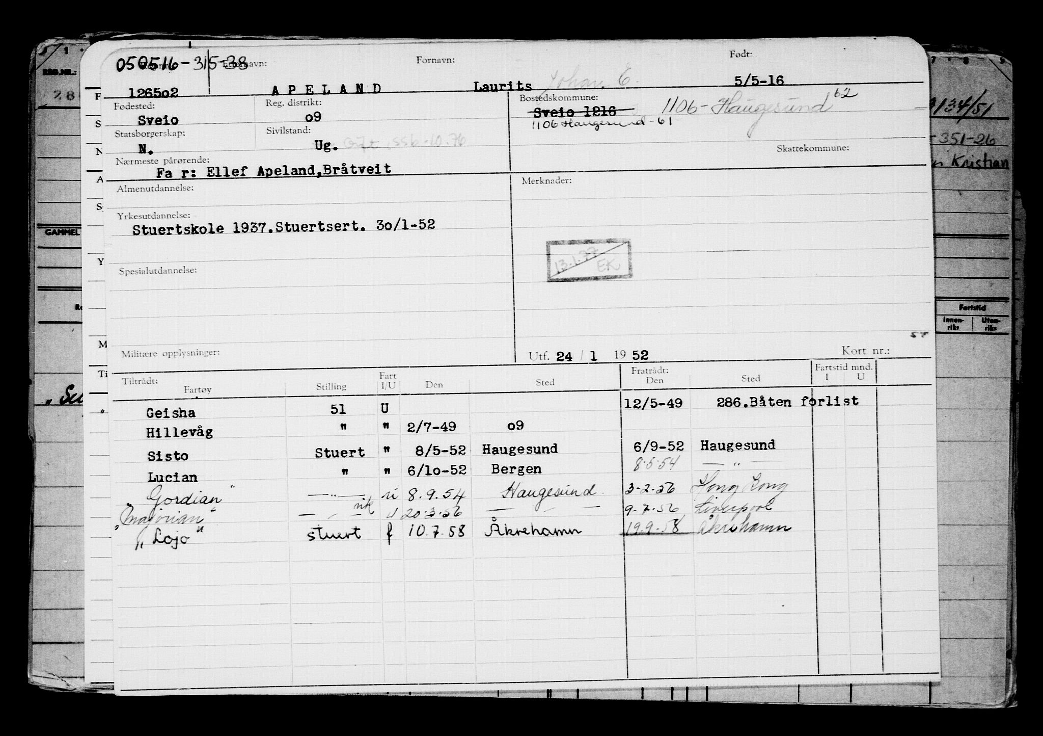 Direktoratet for sjømenn, AV/RA-S-3545/G/Gb/L0138: Hovedkort, 1916, s. 697