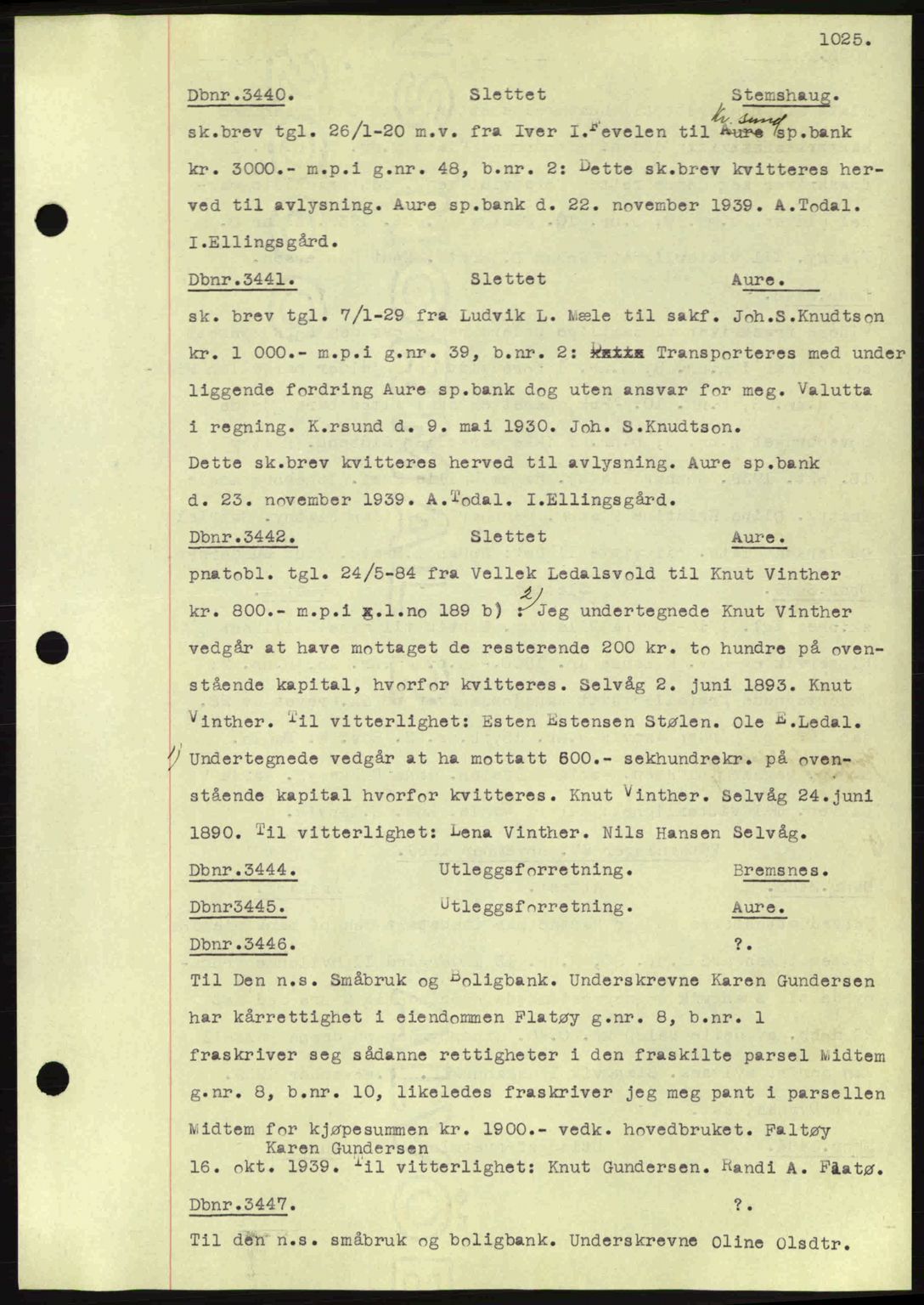Nordmøre sorenskriveri, SAT/A-4132/1/2/2Ca: Pantebok nr. C80, 1936-1939, Dagboknr: 3440/1939