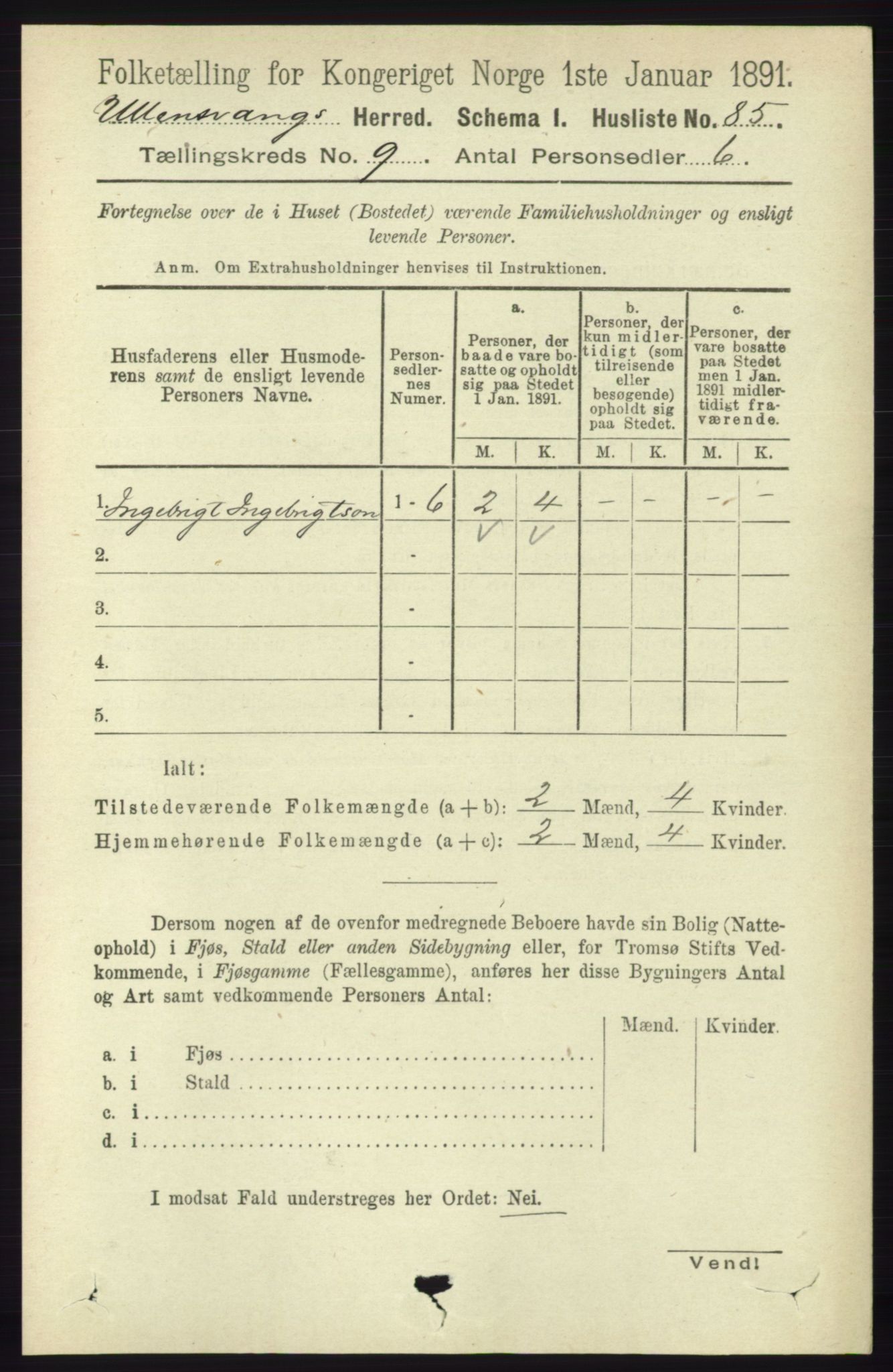 RA, Folketelling 1891 for 1230 Ullensvang herred, 1891, s. 3157