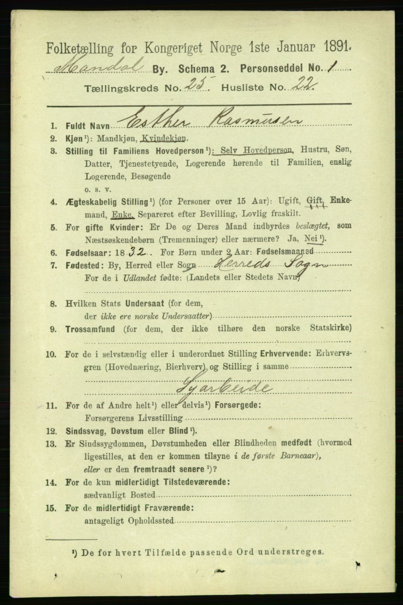 RA, Folketelling 1891 for 1002 Mandal ladested, 1891, s. 4748