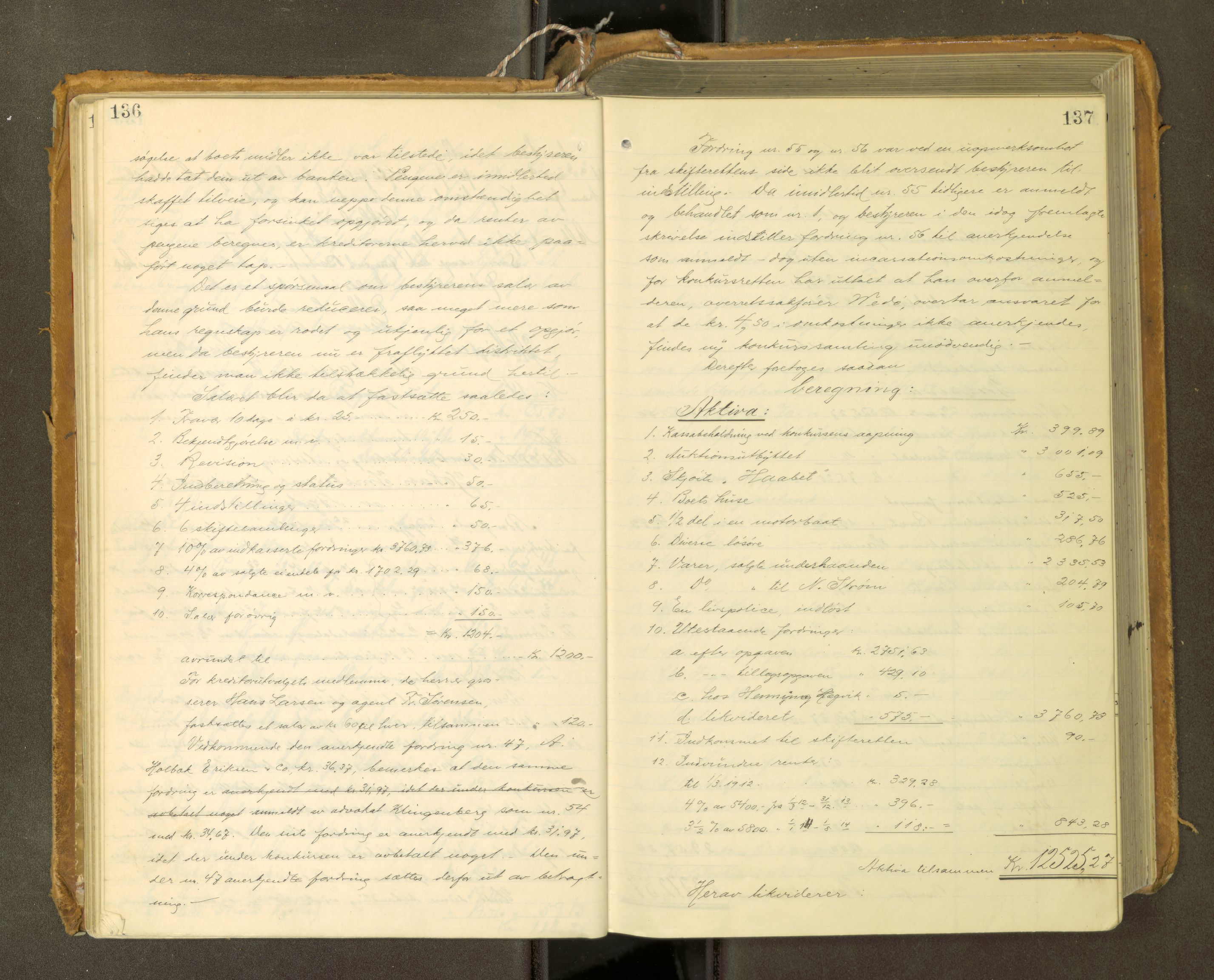 Fosen sorenskriveri, AV/SAT-A-1107/1/3/3A/L0031: Skifteutlodningsprotokoll nr. 10, 1913-1919, s. 136-137
