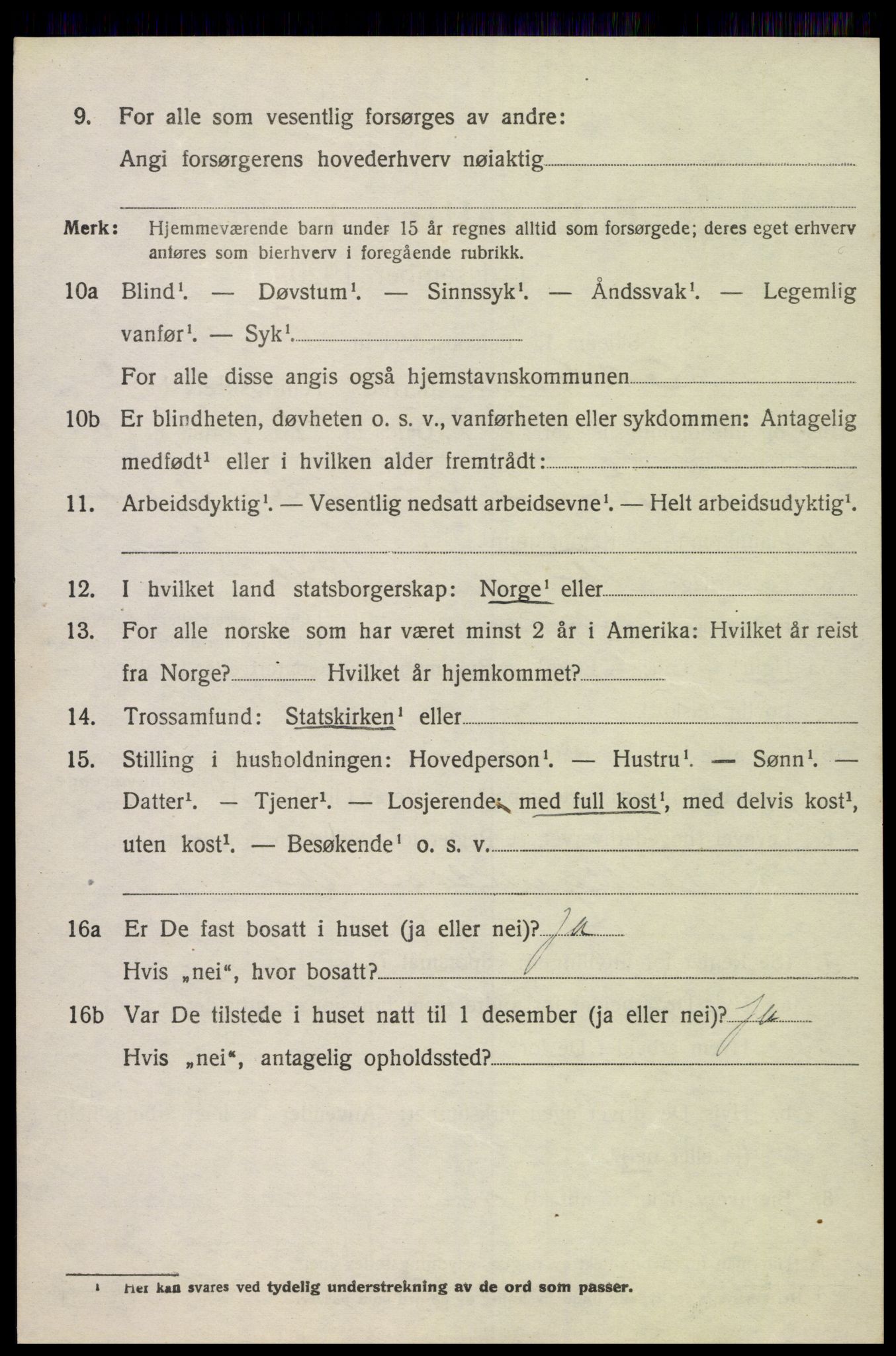SAK, Folketelling 1920 for 1012 Oddernes herred, 1920, s. 3340